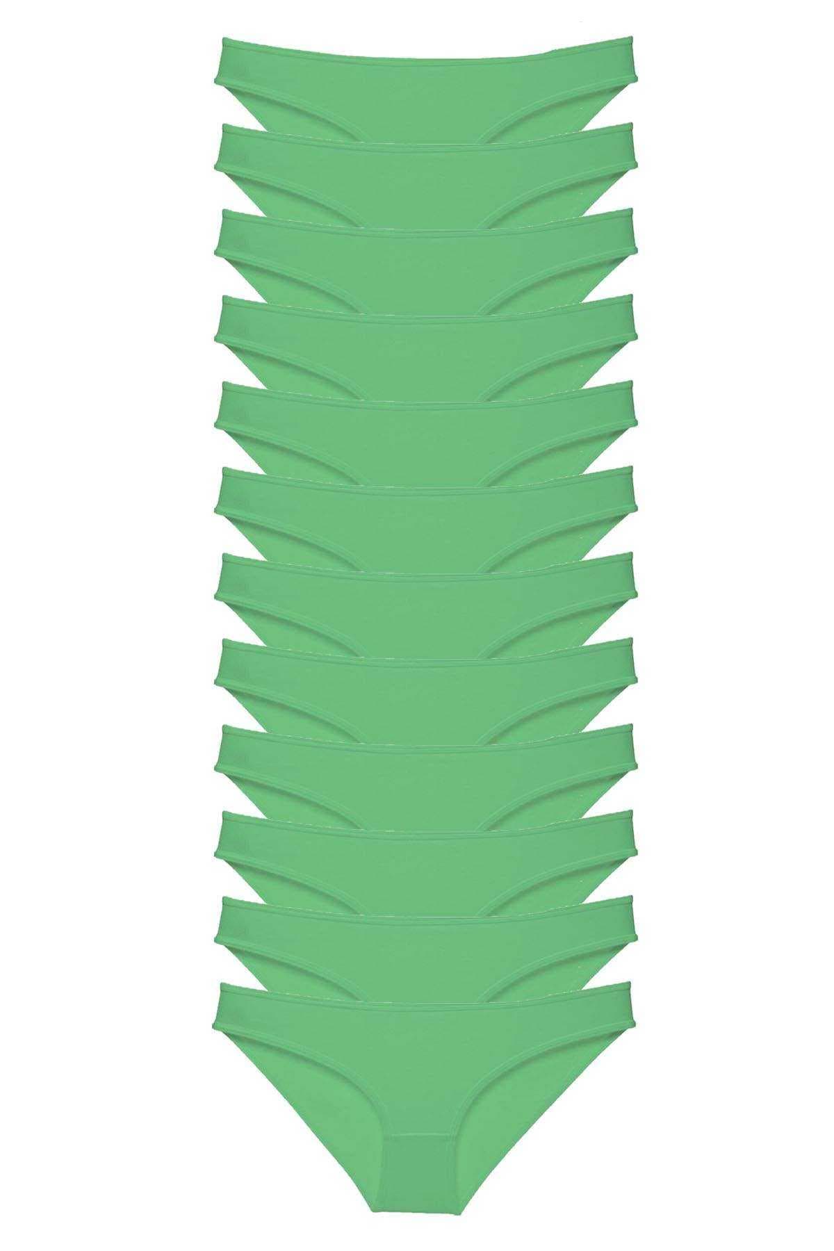 12 adet Süper Eko Set Likralı Kadın Slip Külot Yeşil resmi