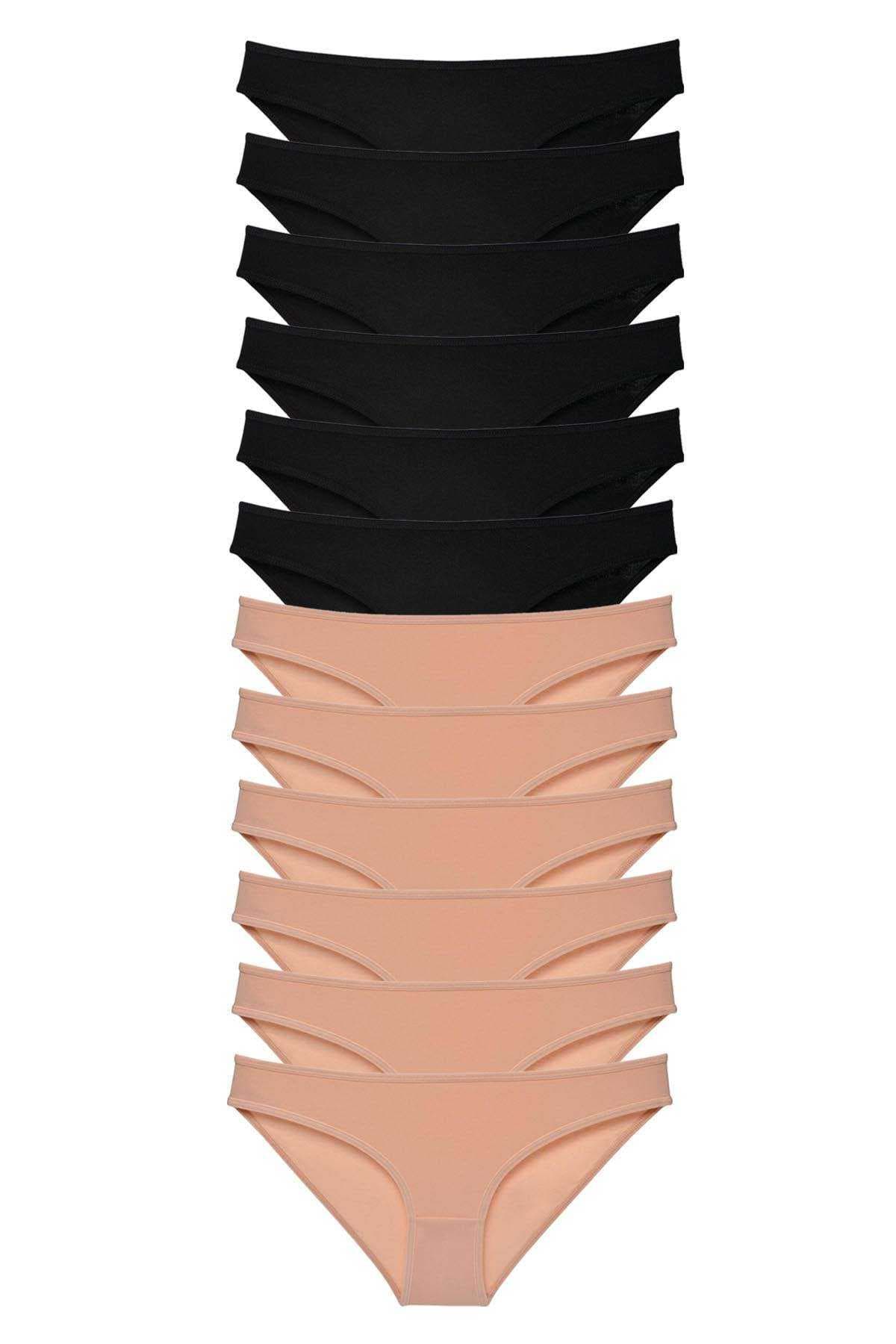 12 adet Süper Eko Set Likralı Kadın Slip Külot Siyah Ten resmi