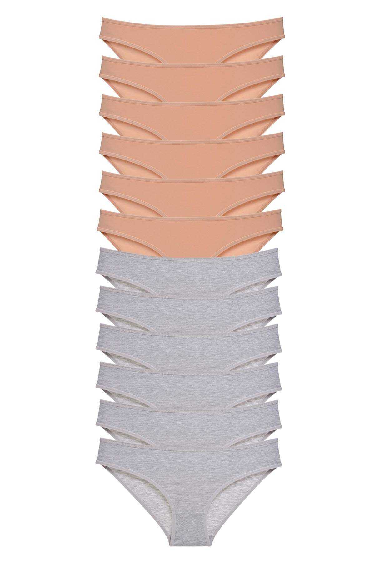 12 adet Süper Eko Set Likralı Kadın Slip Külot Ten Gri resmi