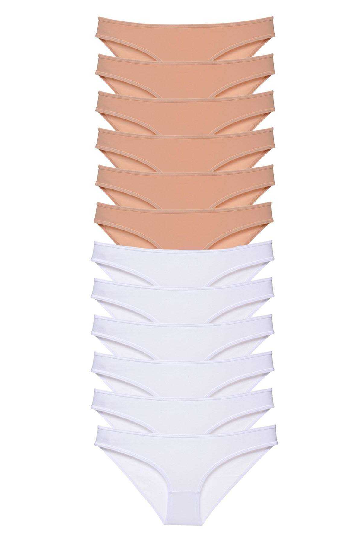 12 adet Süper Eko Set Likralı Kadın Slip Külot Ten Beyaz resmi