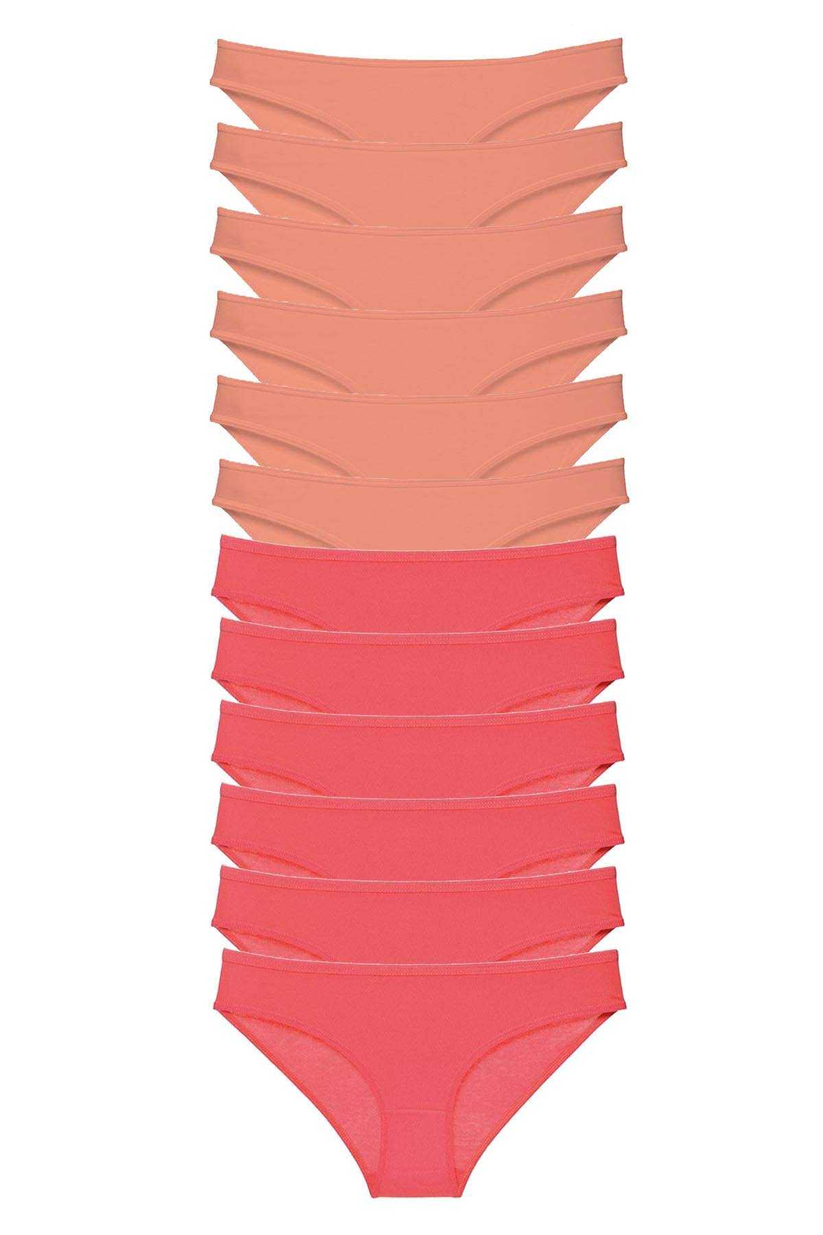 12 adet Eko Set Likralı Kadın Slip Külot Pudra Fuşya resmi