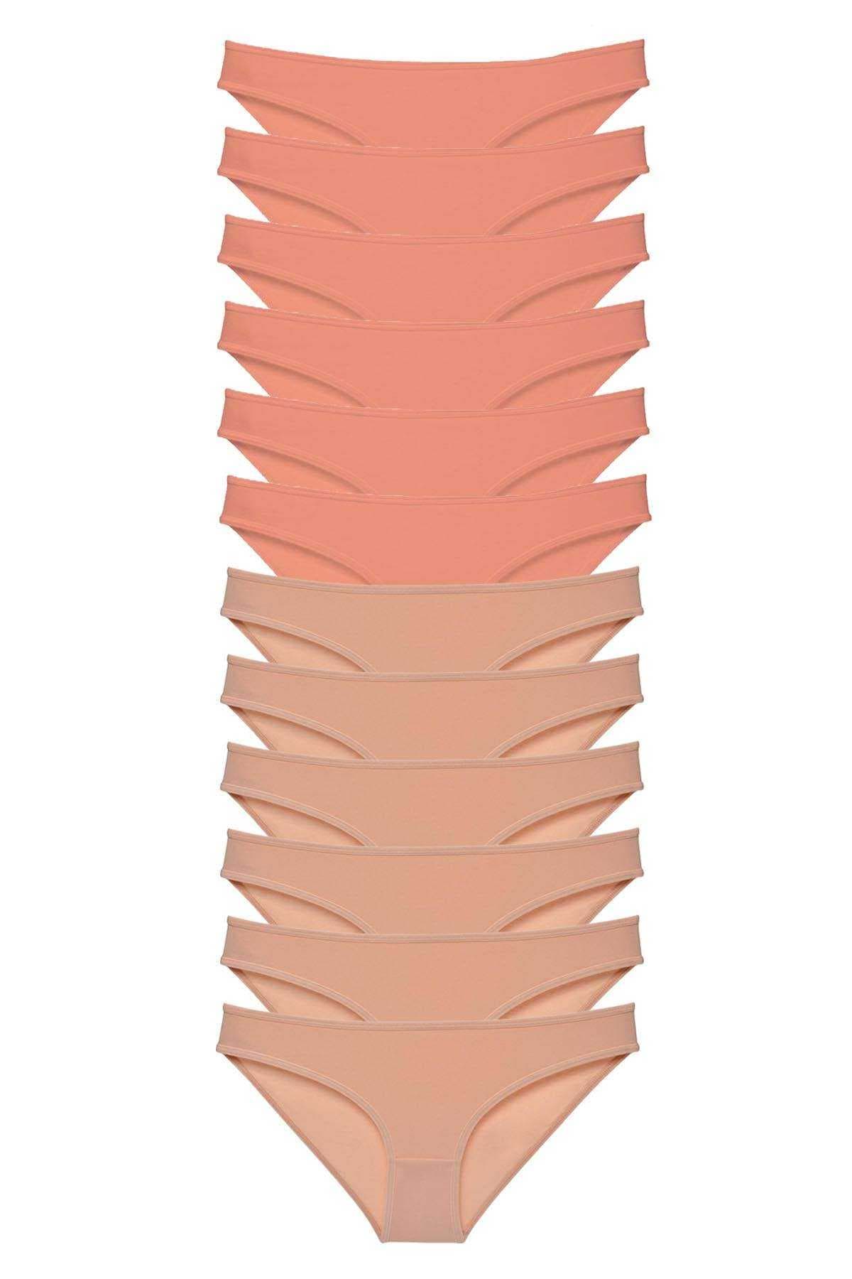 12 adet Süper Eko Set Likralı Kadın Slip Külot Pudra Ten resmi