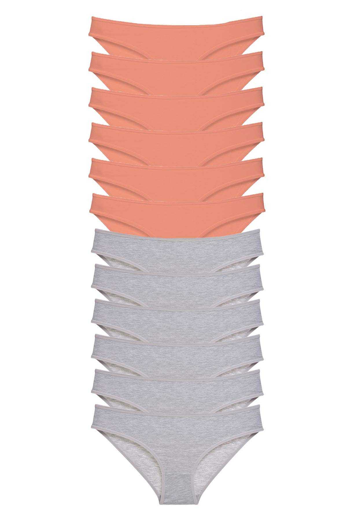 12 adet Süper Eko Set Likralı Kadın Slip Külot Pudra Gri resmi