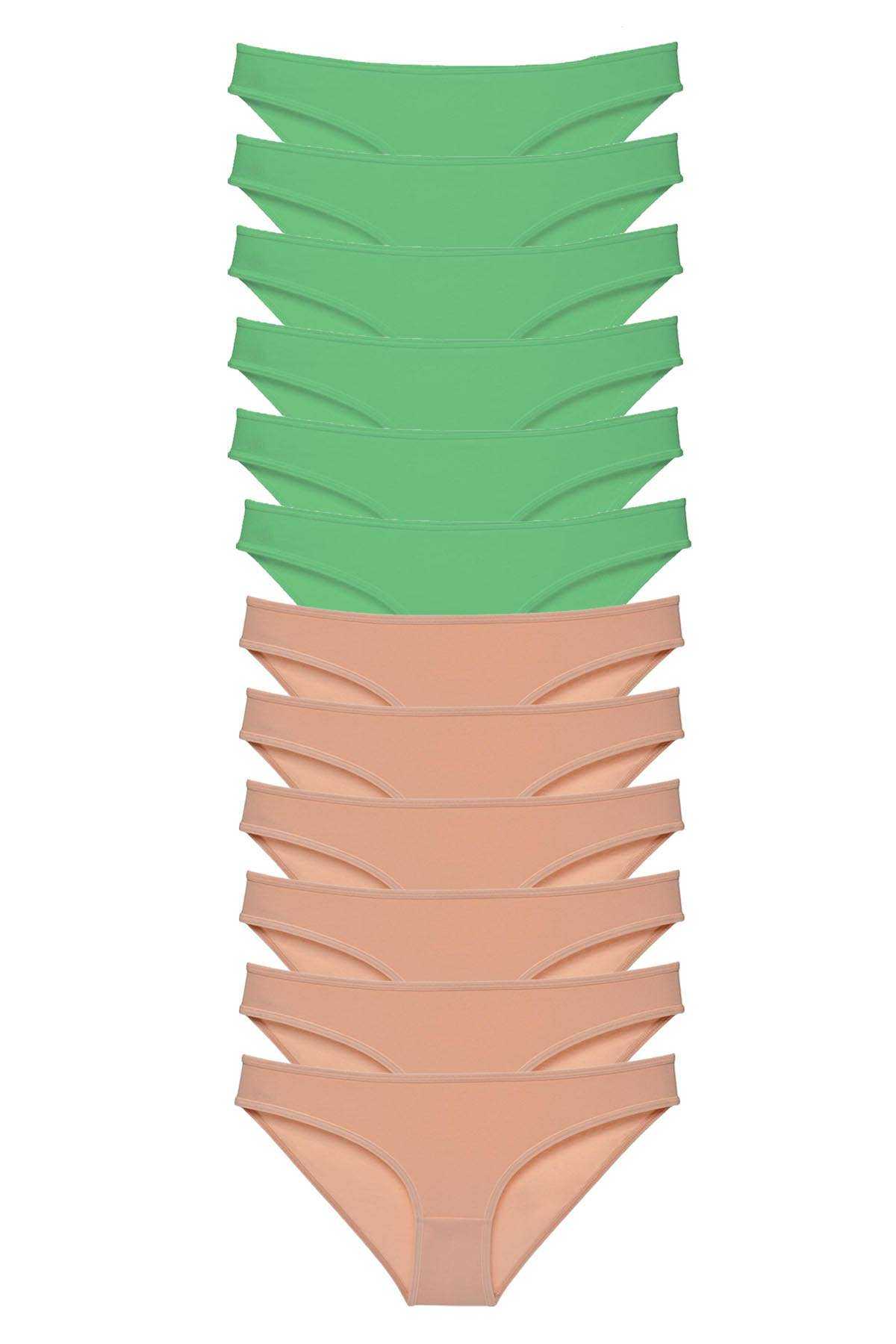 12 adet Süper Eko Set Likralı Kadın Slip Külot Yeşil Ten resmi
