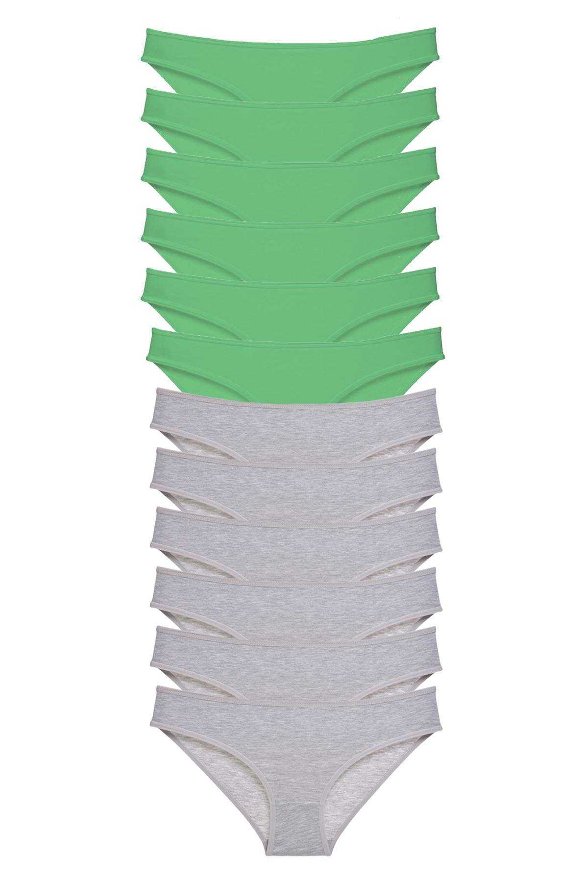 12 adet Süper Eko Set Likralı Kadın Slip Külot Yeşil Gri resmi
