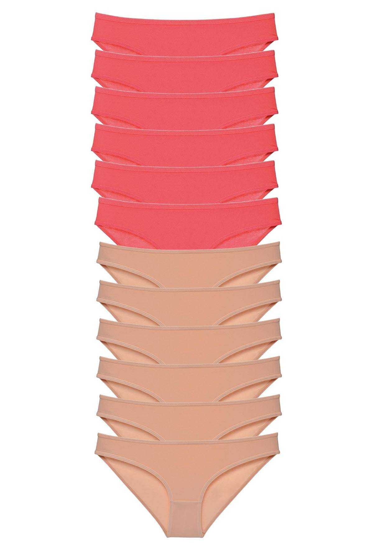 12 adet Süper Eko Set Likralı Kadın Slip Külot Fuşya Ten resmi