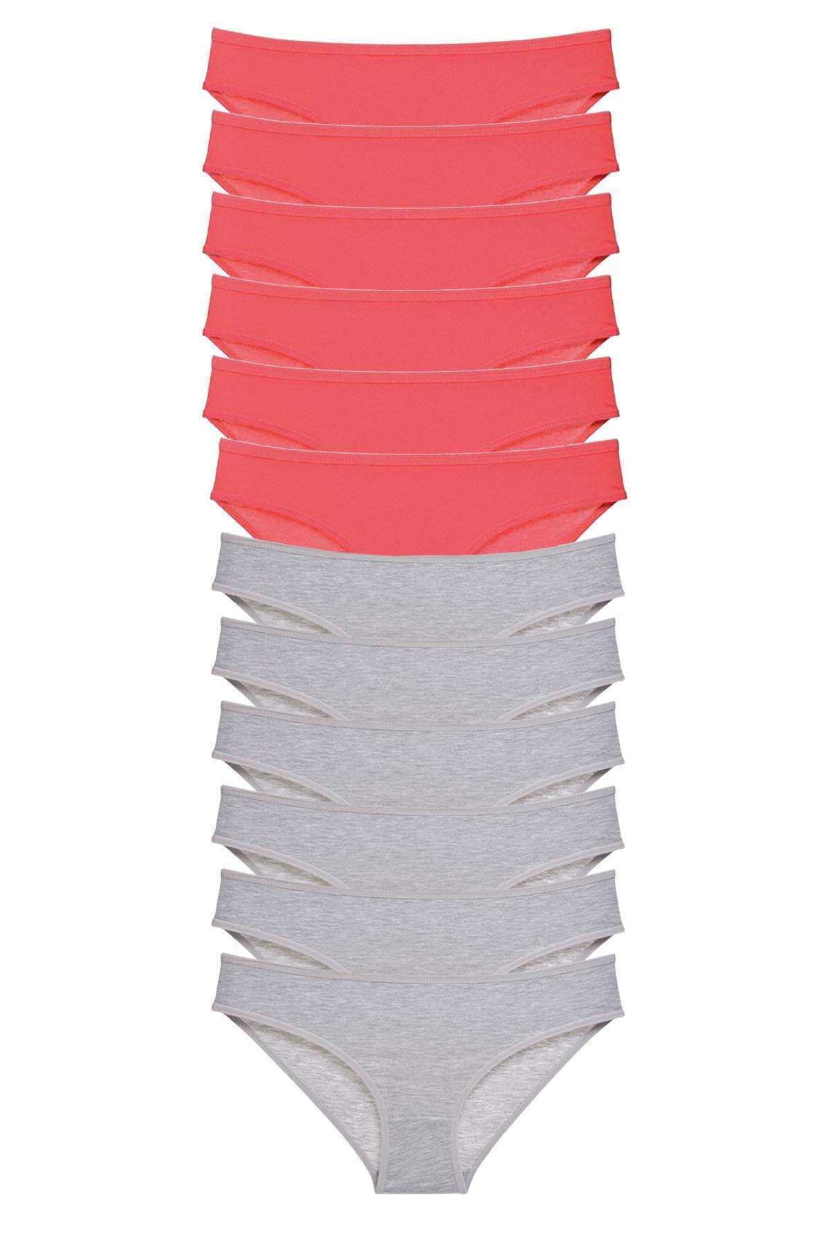 12 adet Süper Eko Set Likralı Kadın Slip Külot Fuşya Gri resmi