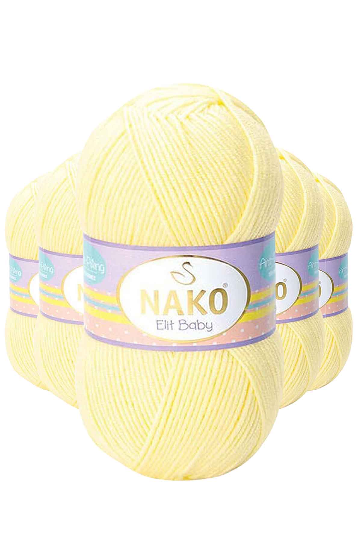 5 Adet Elite Baby El Örgü İpi Tüylenmeyen Bebek Yünü Limonata 3664 resmi