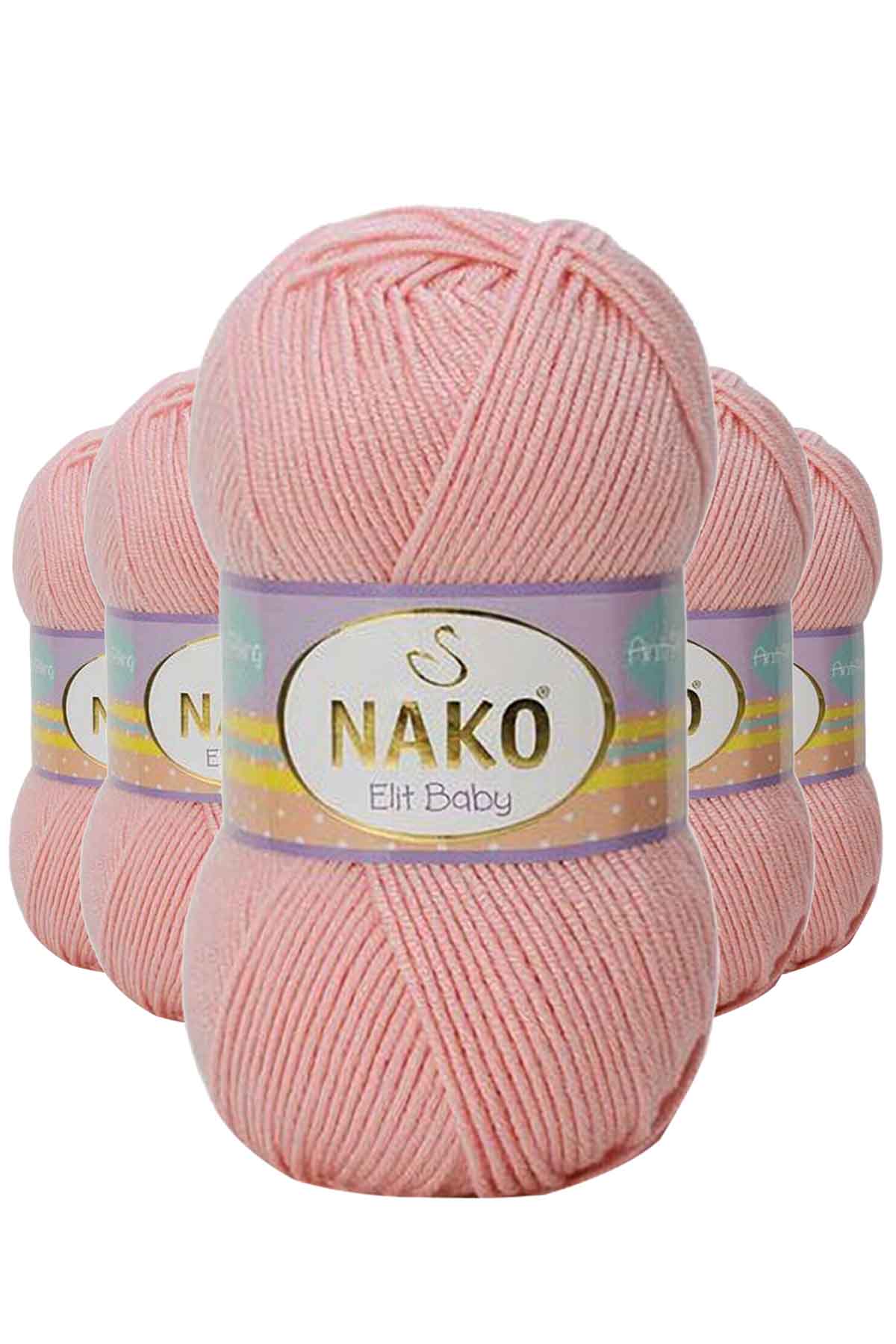 5 Adet Elite Baby El Örgü İpi Tüylenmeyen Bebek Yünü Pudra 6165 resmi