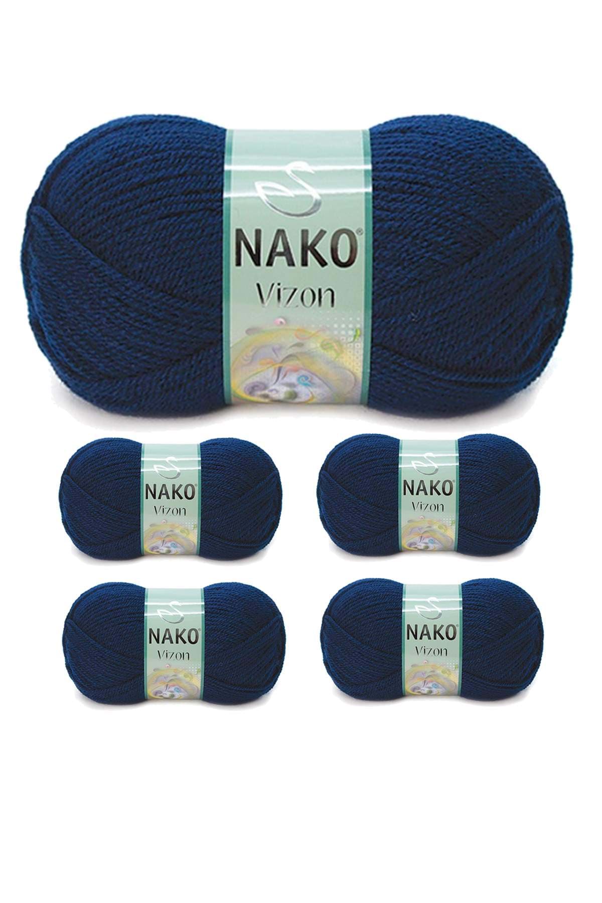 5 Adet Vizon Premium Akrilik El Örgü İpi Yünü Renk No:148 Lacivert resmi