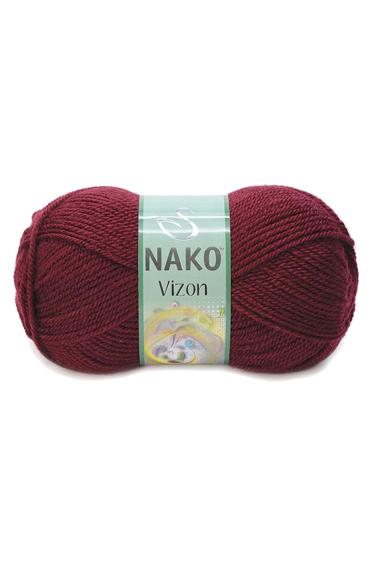 5 Adet Vizon Premium Akrilik El Örgü İpi Yünü Renk No:999 Bordo resmi
