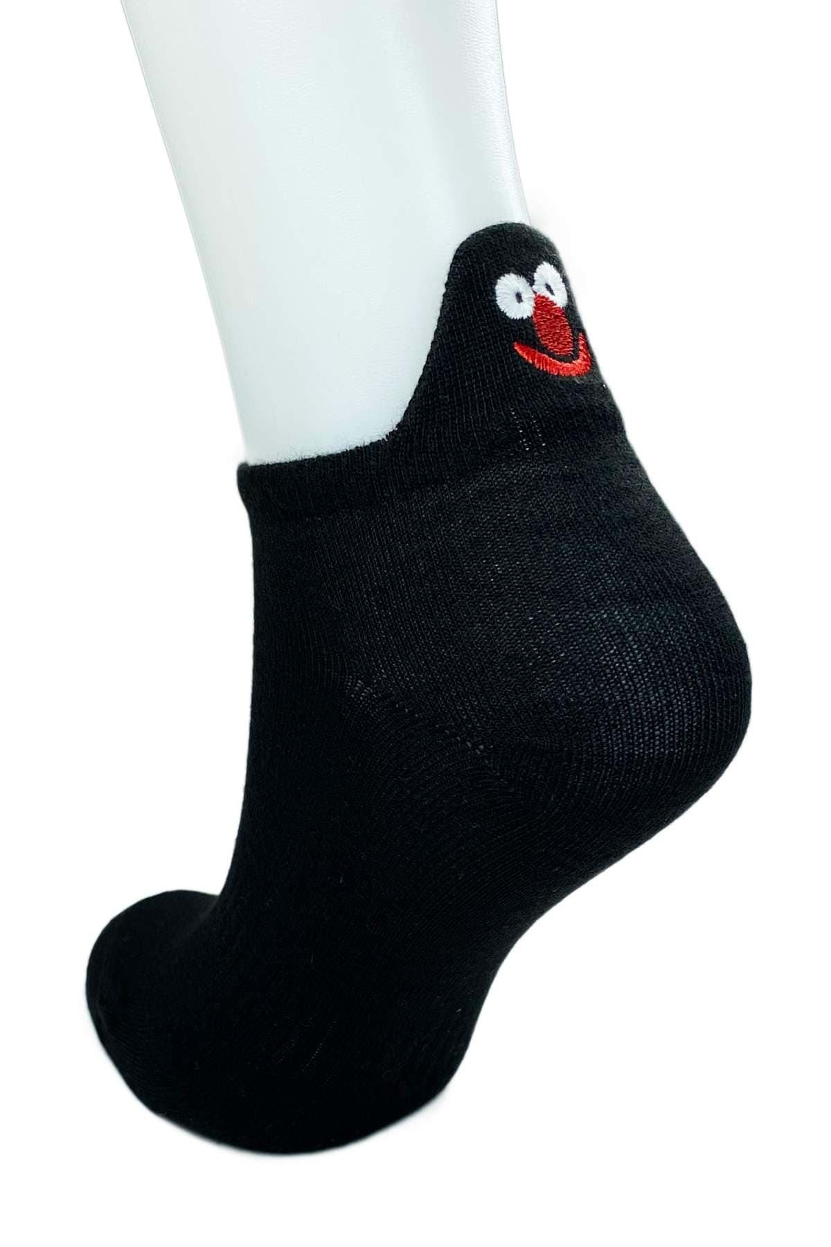 6 Çift Emoji Desen Nakış Baskılı Kadın Pamuklu Bilek Çorap resmi