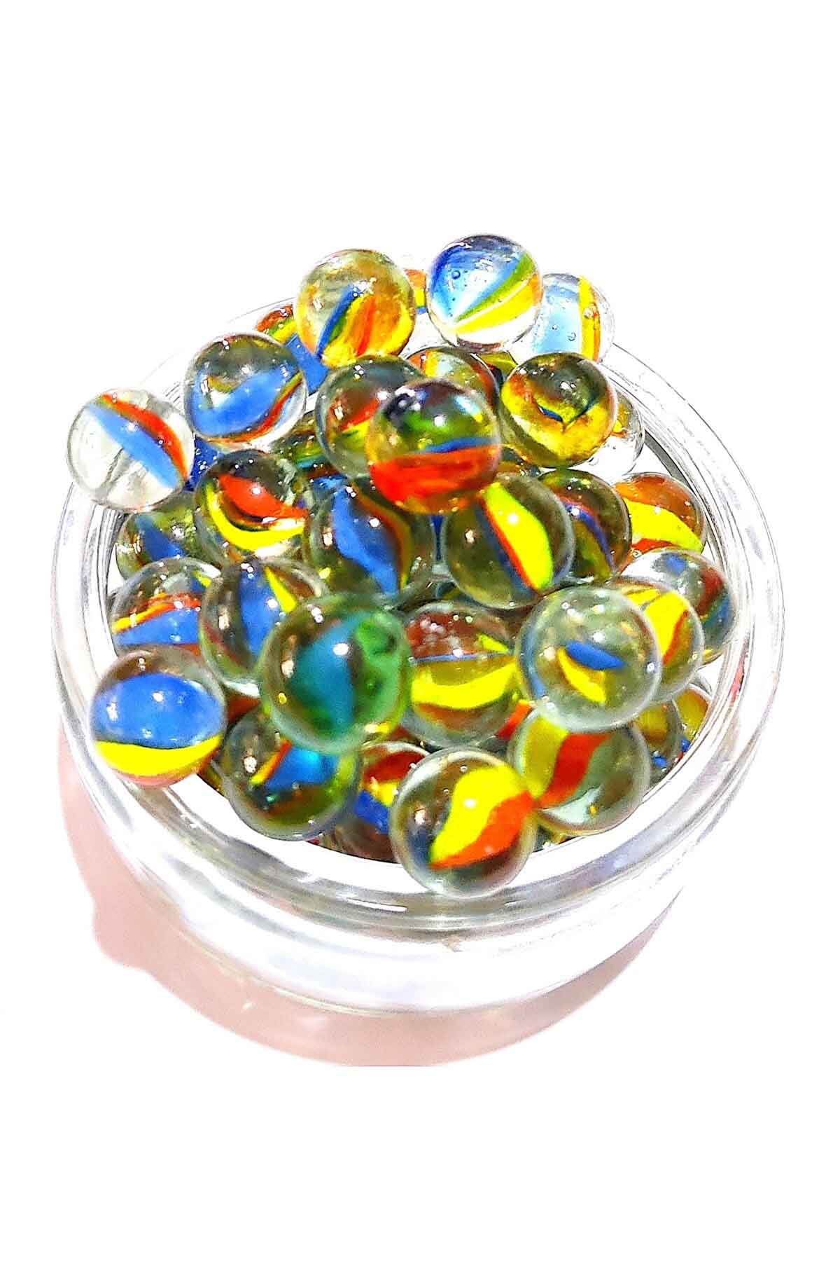 25 Adet Karışık Renk Cam Misket Bilye Oyuncak Cam Bilya Gülle resmi