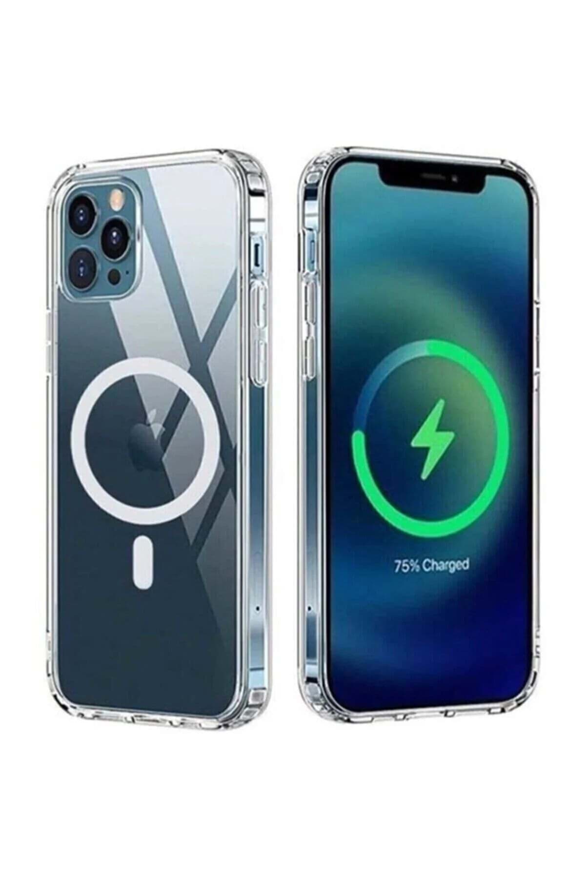 Iphone 13 Kılıf Kamera Lens Korumalı Magsafe Destekli Şeffaf Darbe Emici Sert Kapak resmi