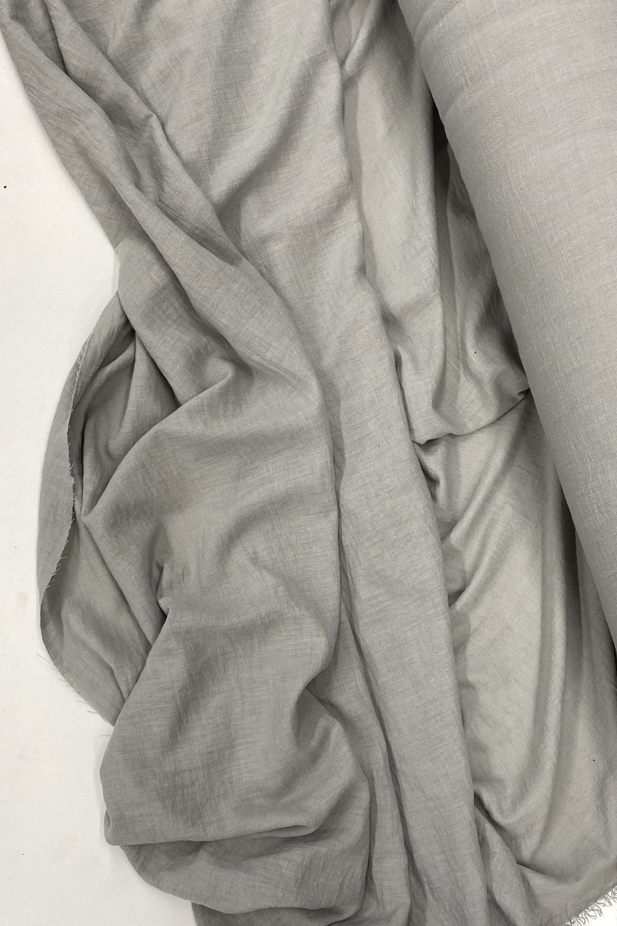 Keten Kumaş - Organik Kumaş - Perde Kumaşı - Ince Keten - Kıyafet Için Kumaş Örtü Gri 42 resmi