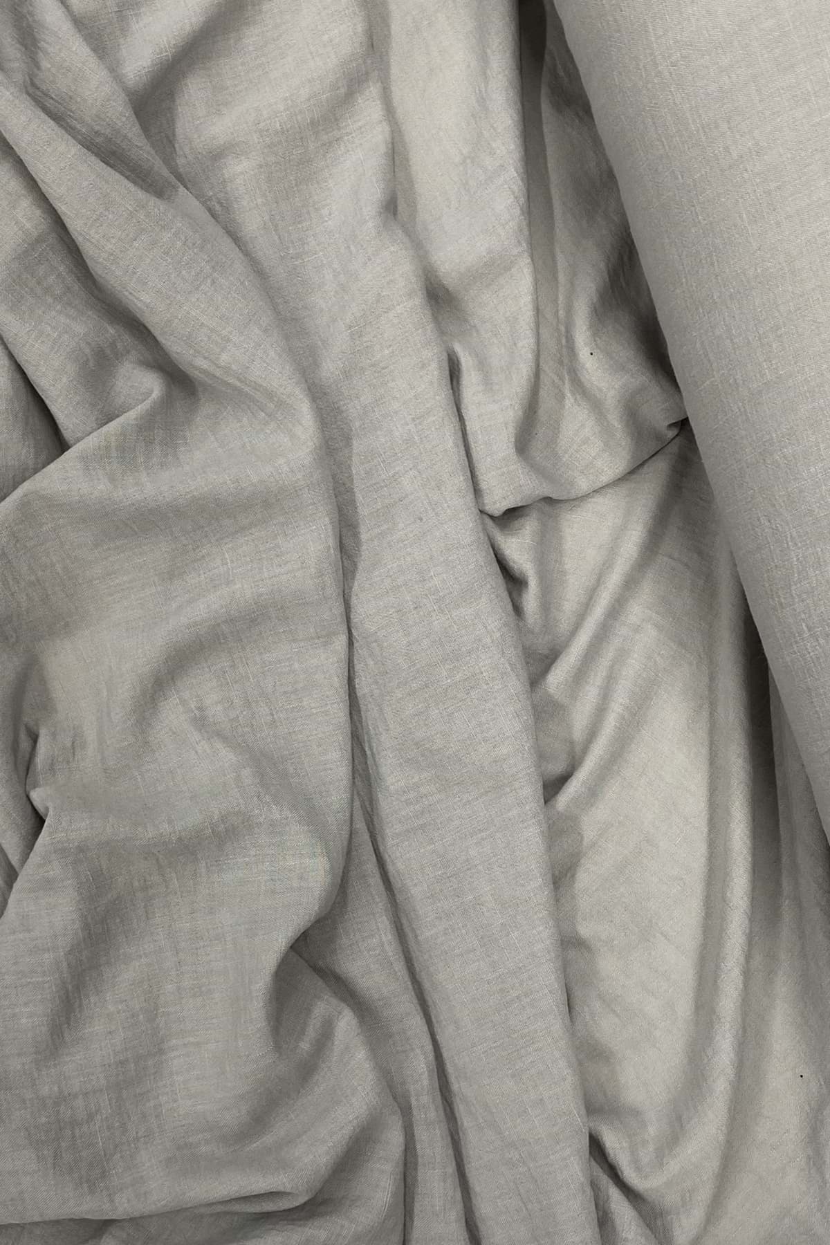 Keten Kumaş - Organik Kumaş - Perde Kumaşı - Ince Keten - Kıyafet Için Kumaş Örtü Gri 42 resmi