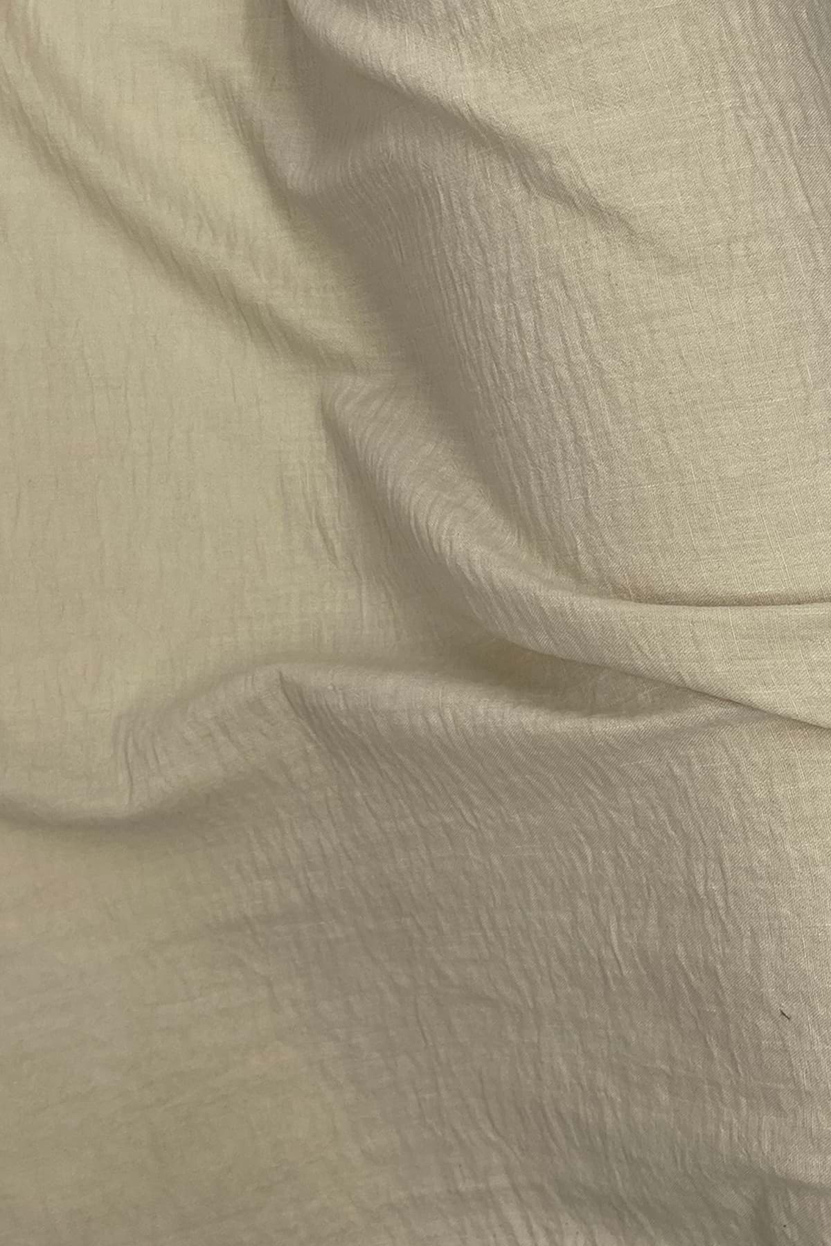 Keten Kumaş - Organik Kumaş - Perde Kumaşı - Ince Keten - Kıyafet Için Kumaş Örtü Bej 80 resmi