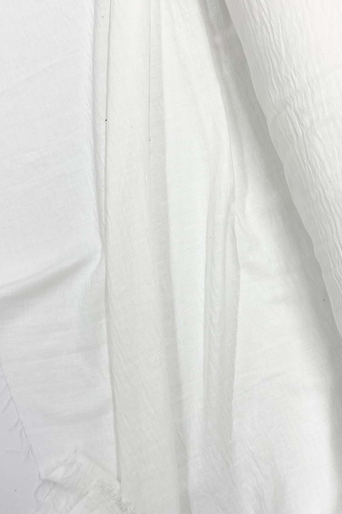 Keten Kumaş - Organik Kumaş - Perde Kumaşı - Ince Keten - Kıyafet Için Kumaş Örtü Beyaz 11 resmi