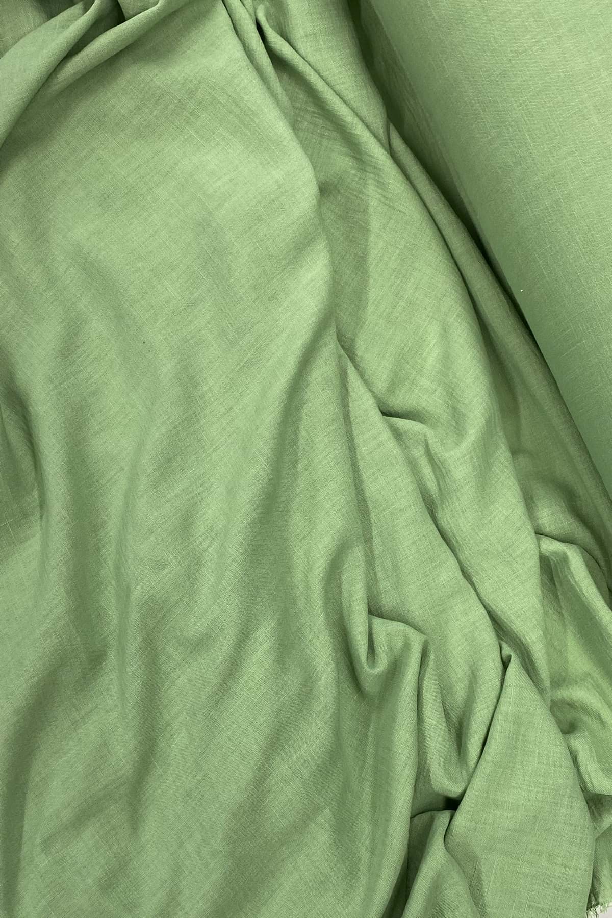 Keten Kumaş - Organik Kumaş - Perde Kumaşı - Ince Keten - Kıyafet Için Kumaş Örtü Çağla Yeşili 75 resmi
