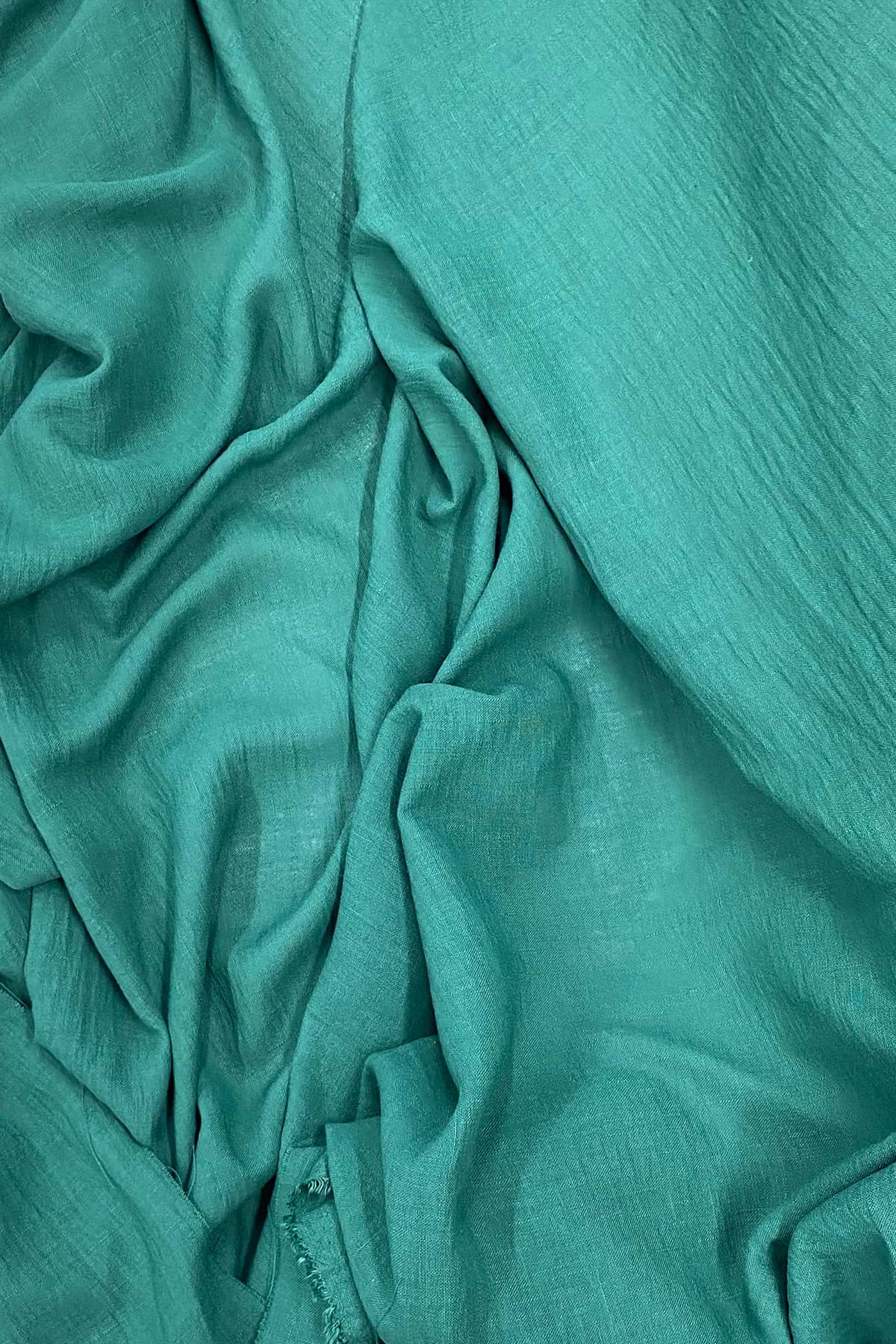 Keten Kumaş - Organik Kumaş - Perde Kumaşı - Ince Keten - Kıyafet Için Kumaş Örtü Koyu Yeşil resmi