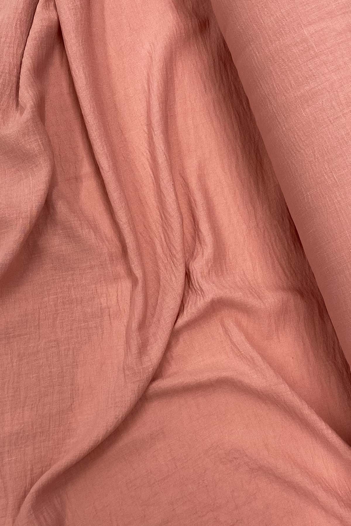 Keten Kumaş - Organik Kumaş - Perde Kumaşı - Ince Keten - Kıyafet Için Kumaş Örtü Pudra 30A resmi