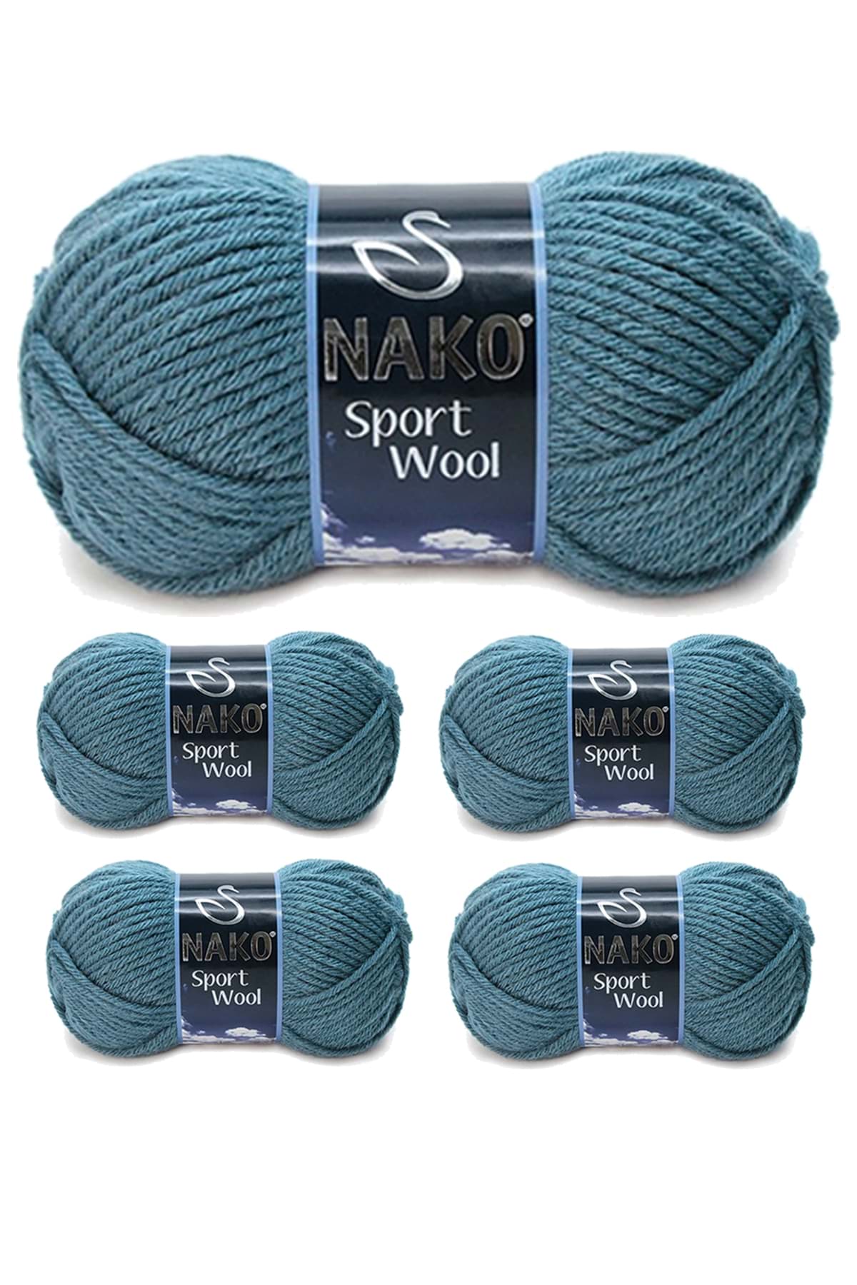 5 Adet Sport Wool Atkı Bere Ceket Yelek Örgü İpi Yünü No: 185 Fırtına resmi