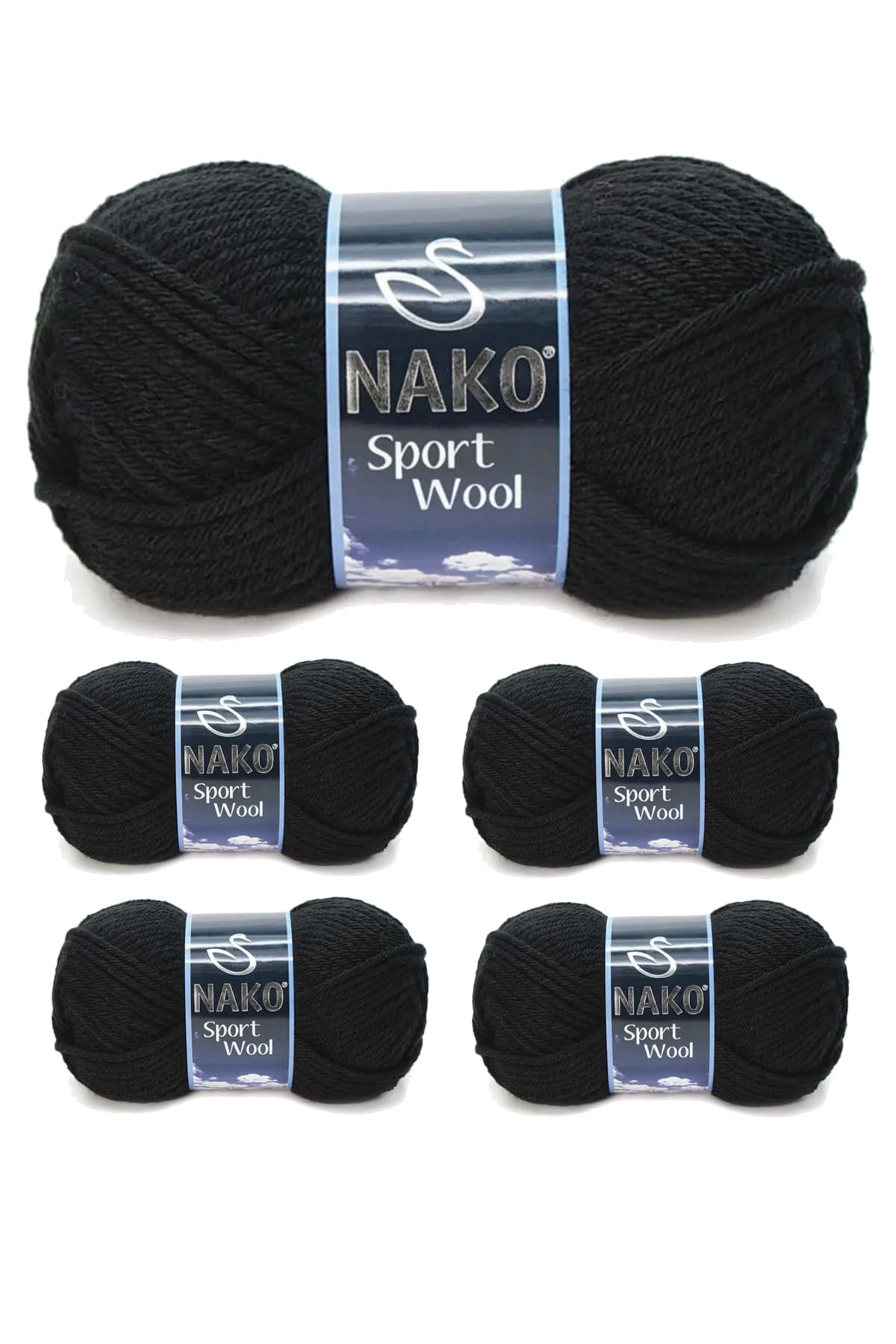 5 Adet Sport Wool Atkı Bere Ceket Yelek Örgü İpi Yünü No: 217 Siyah resmi