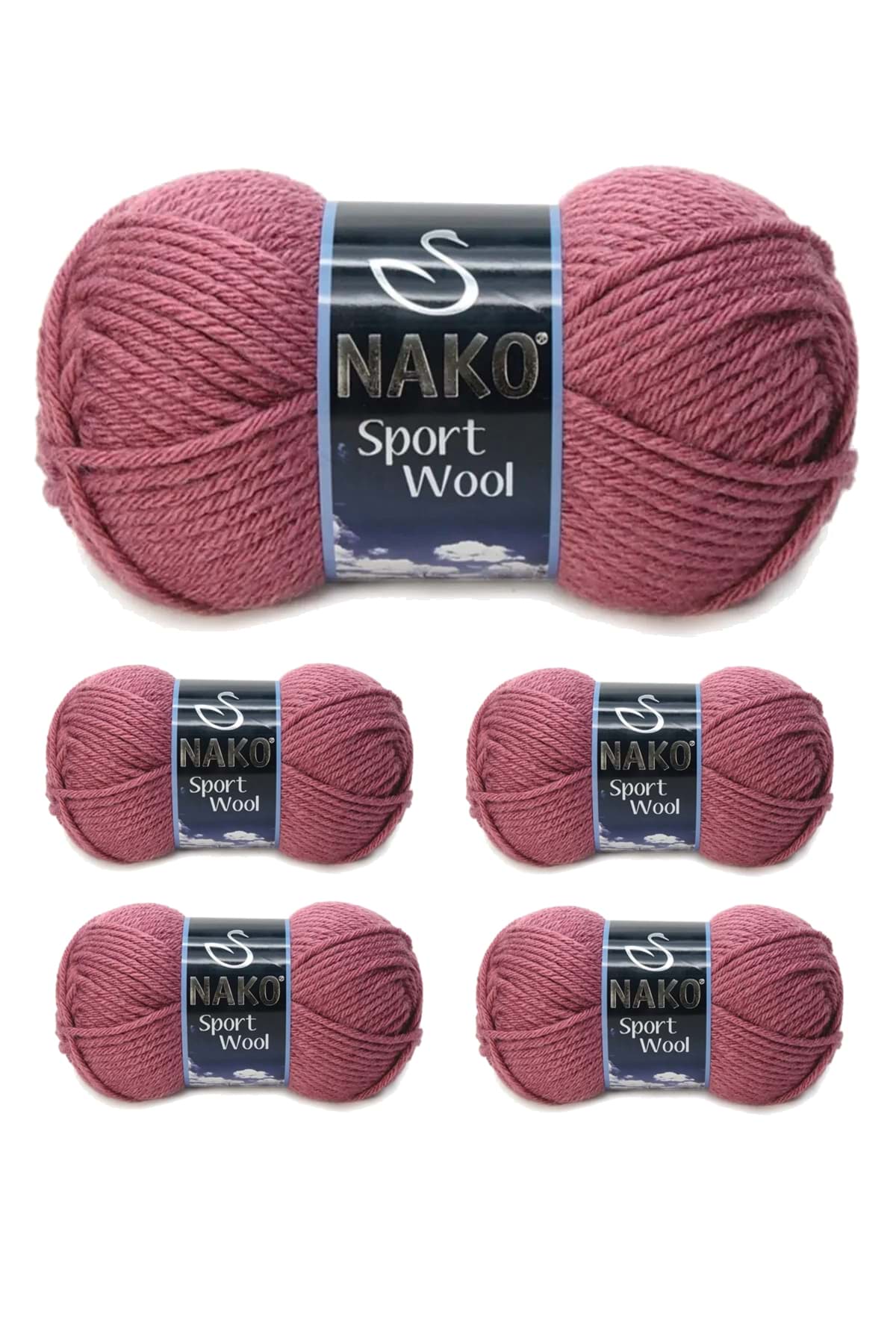 5 Adet Sport Wool Atkı Bere Ceket Yelek Örgü İpi Yünü No: 327 Gül Kurusu resmi