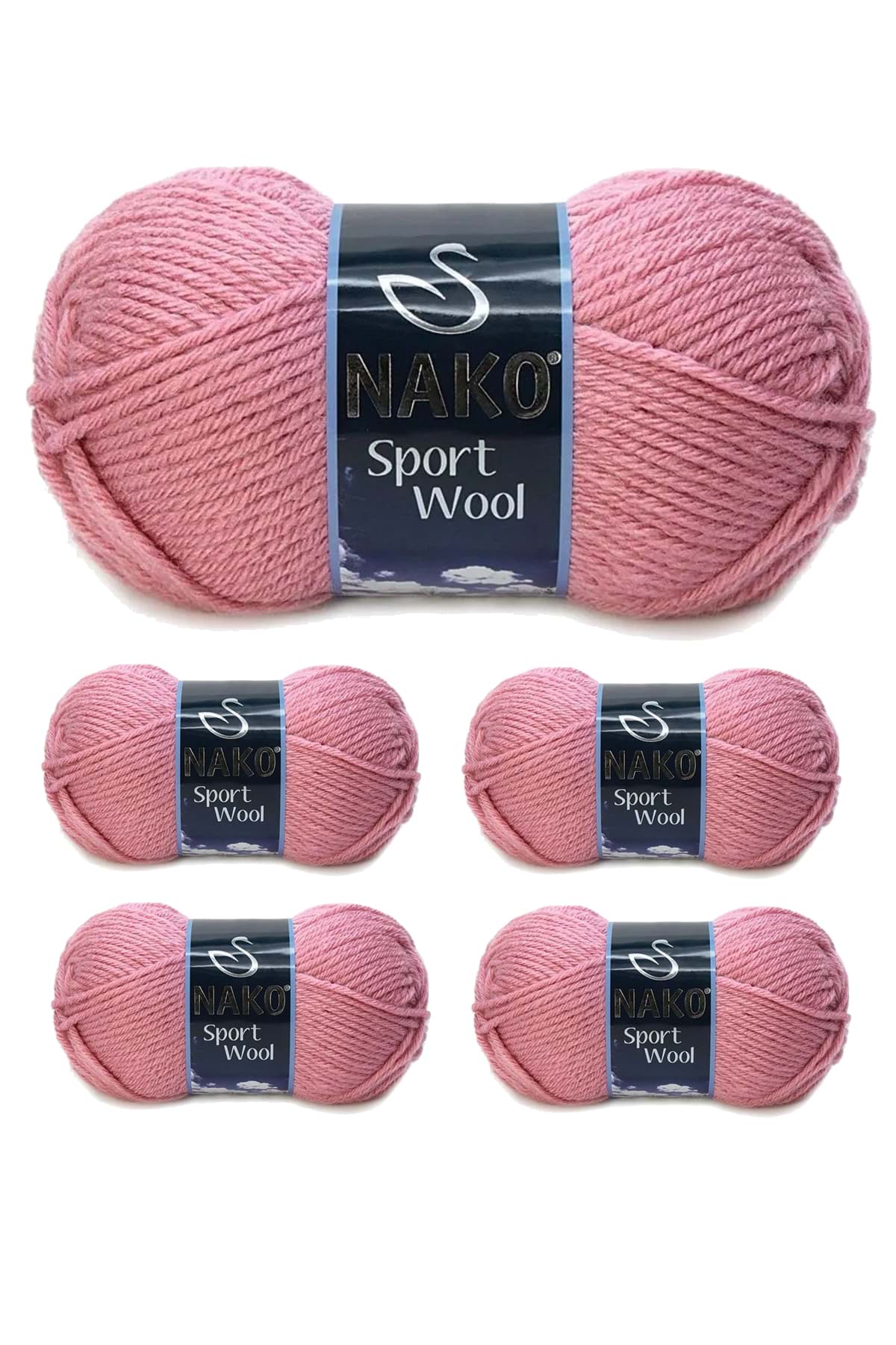 5 Adet Sport Wool Atkı Bere Ceket Yelek Örgü İpi Yünü No: 2276 Gül resmi