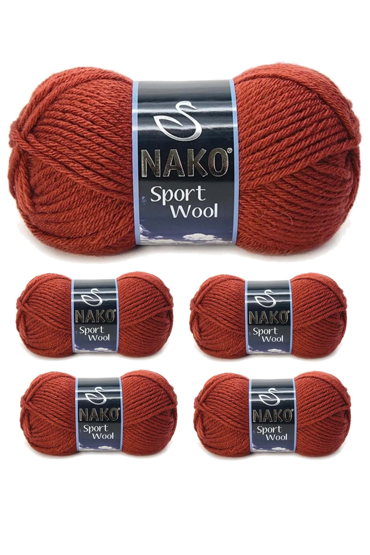 5 Adet Sport Wool Atkı Bere Ceket Yelek Örgü İpi Yünü No: 4409 Kiremit resmi
