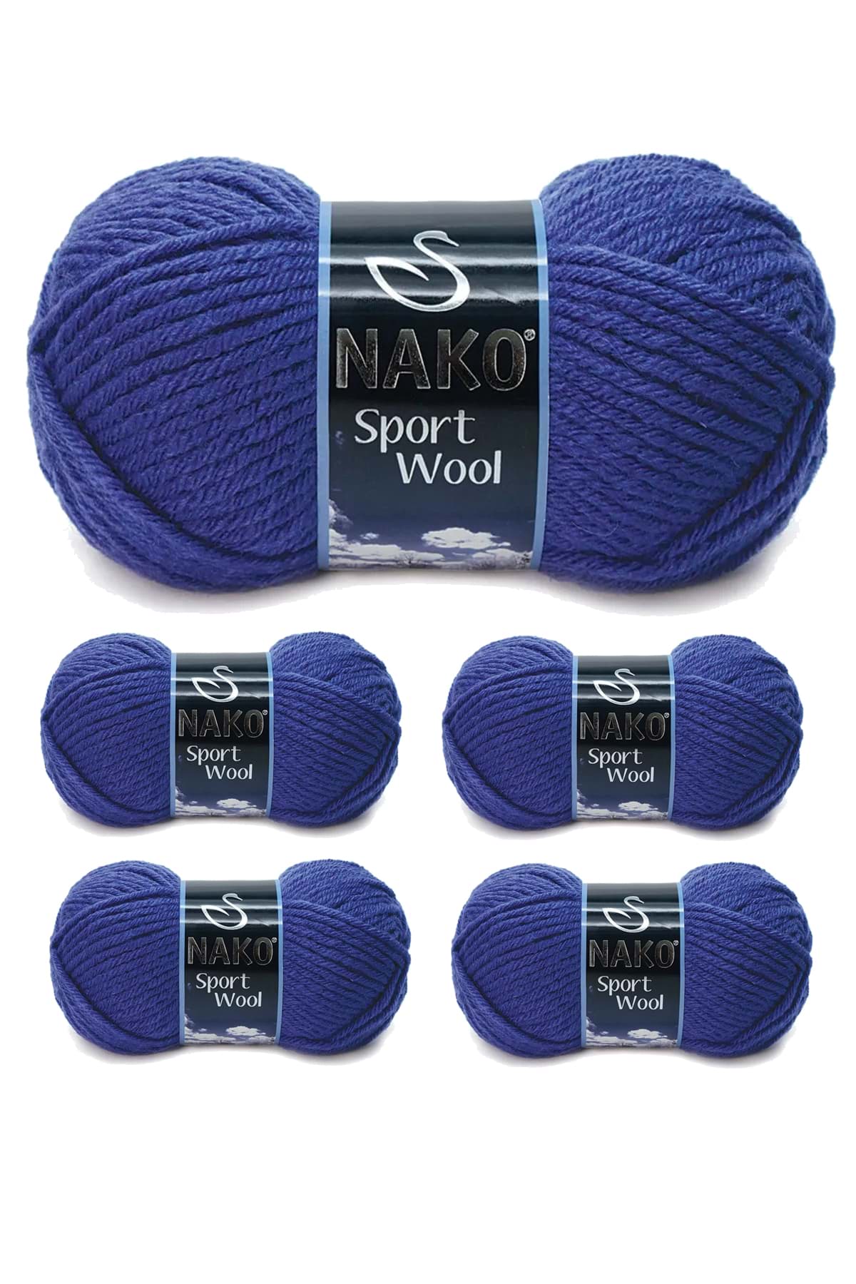 5 Adet Sport Wool Atkı Bere Ceket Yelek Örgü İpi Yünü No: 10472 Saks resmi