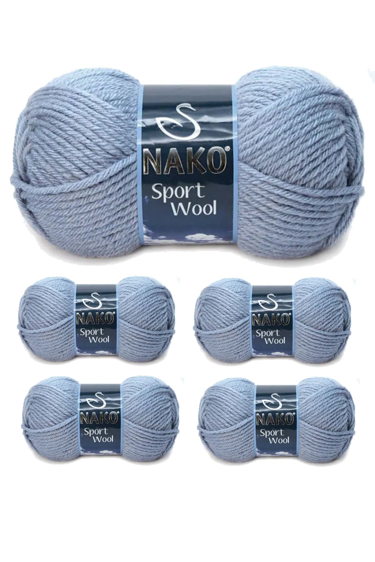 5 Adet Sport Wool Atkı Bere Ceket Yelek Örgü İpi Yünü No: 11223 Denim Melanj resmi