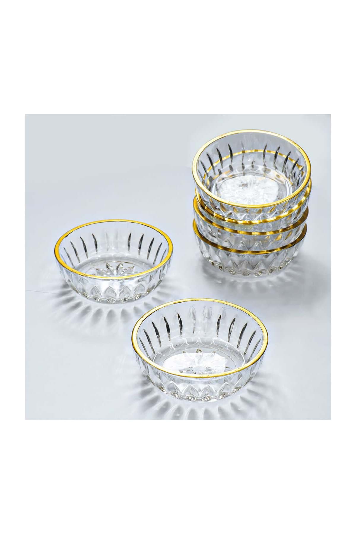 Elif Altın Yaldızlı 6 Parça Cam Lokumluk resmi