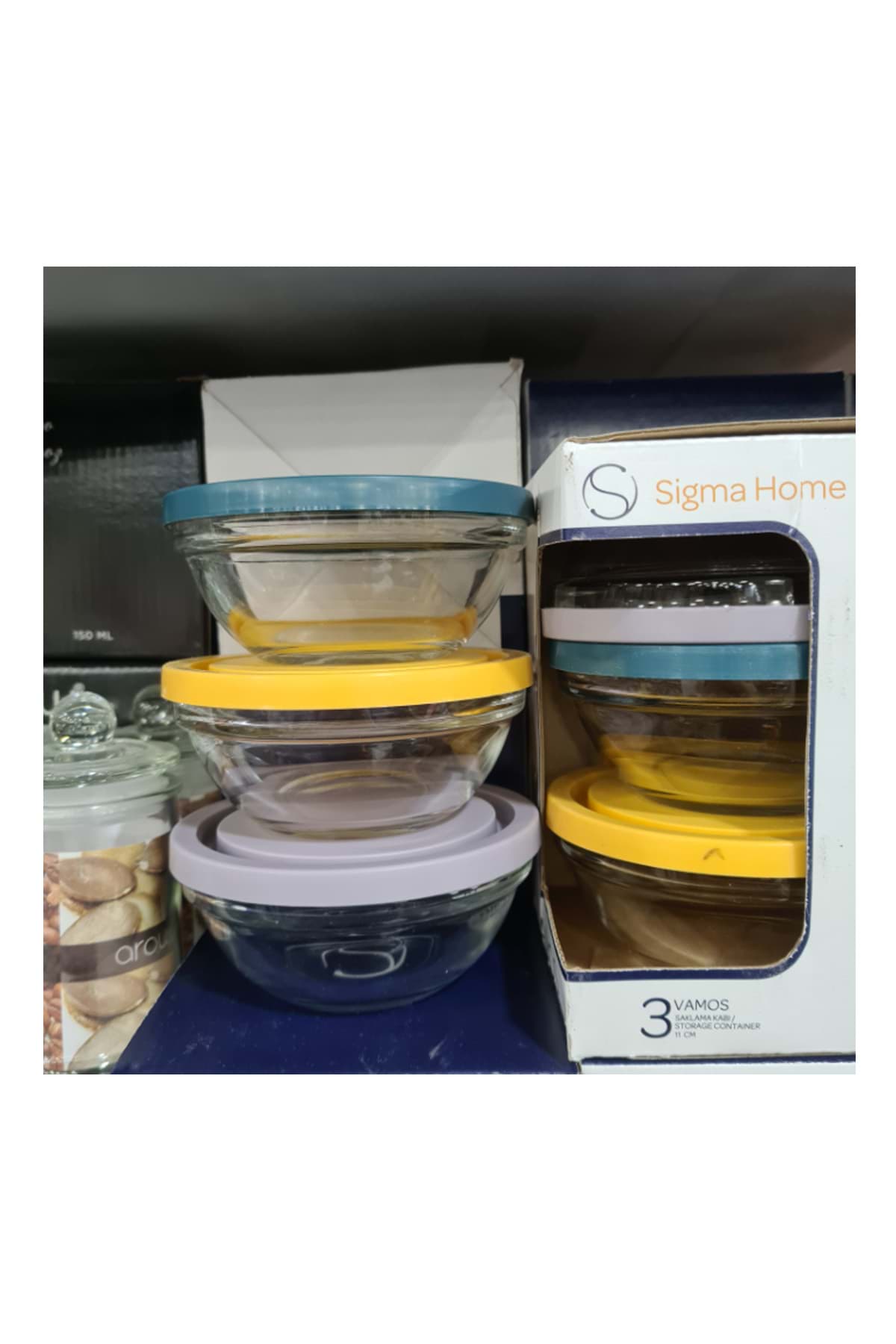 Vamos 3 lü Kapaklı Cam Saklama Kabı Sgm08779 Gb3 resmi