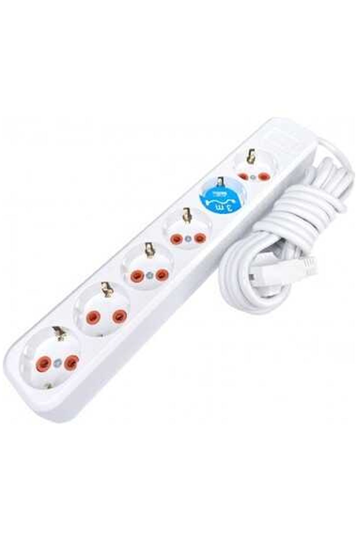 Asel Ara Kablo 6 lı 3 Metre Düz Priz resmi
