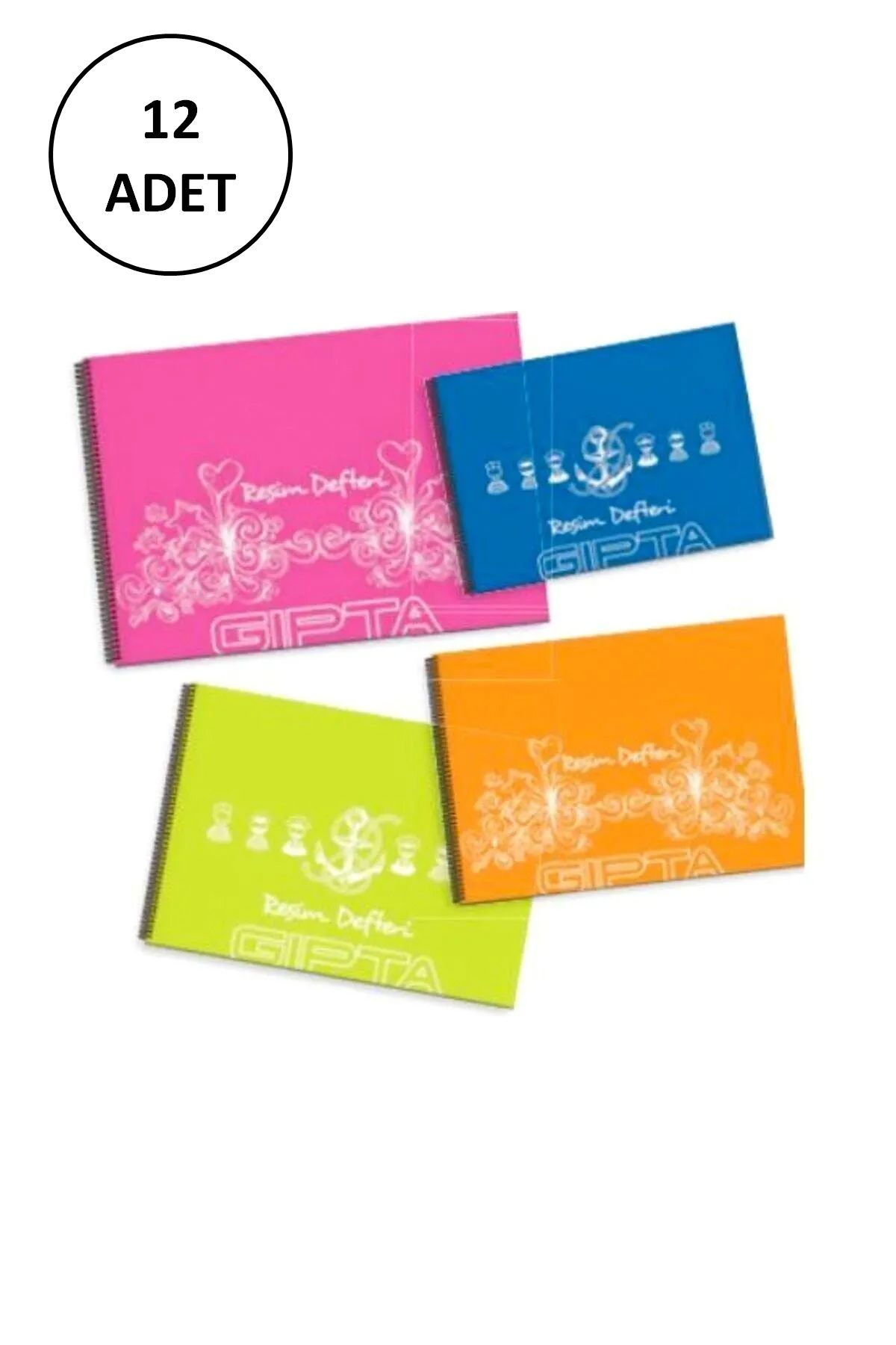 Gıpta Spiralli Plastik Kapak Resim Defteri 25 Yaprak 25 x 35 cm 12 Adet resmi