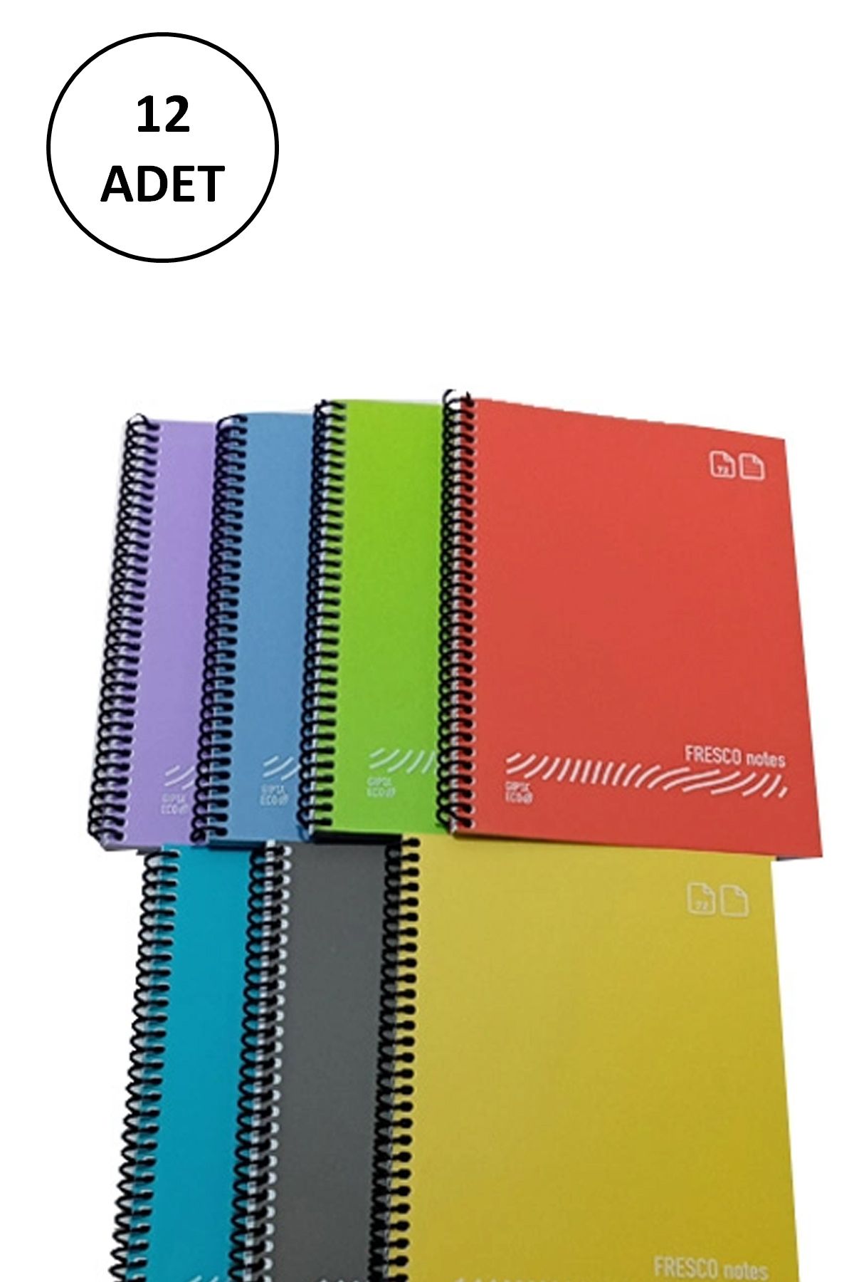 FRESCO Spiralli Plastik Defter A4 96 Yaprak Çizgili GP.3-4935000-2011 12 Adet resmi