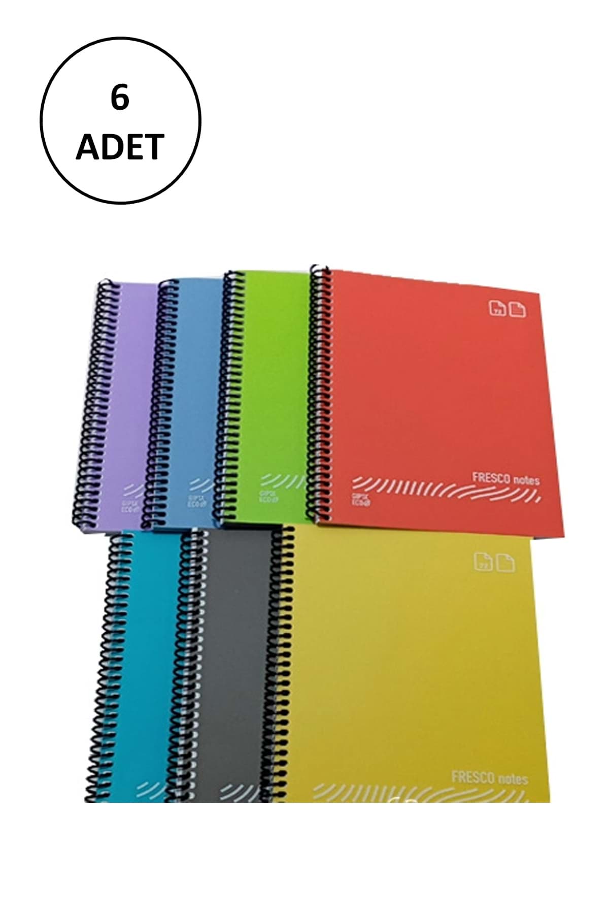 FRESCO Spiralli Plastik Defter A4 144 Yaprak Çizgili GP.3-4940000-2011 6 Adet resmi