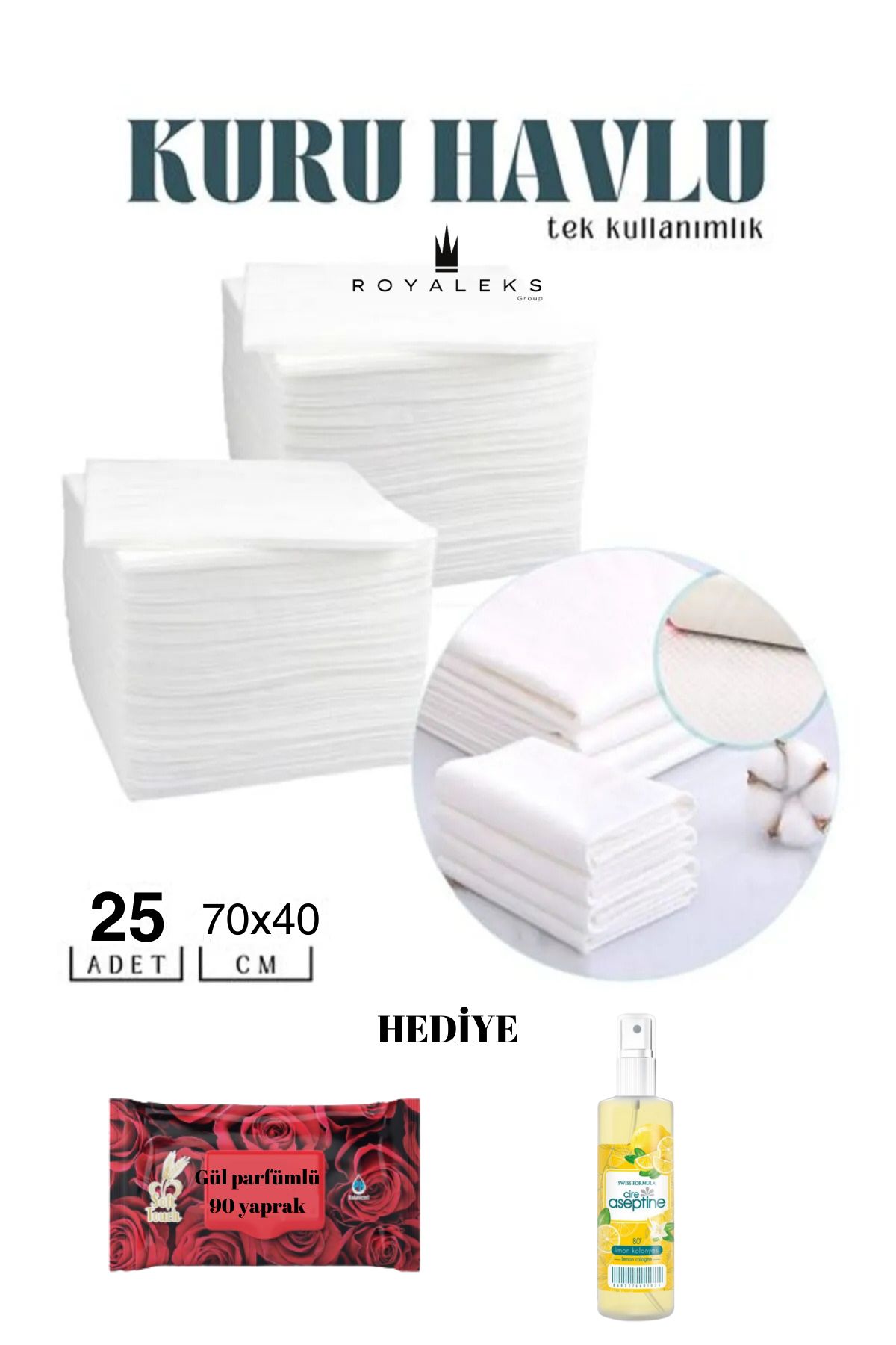 25 Adet Tek Kullanımlık Havlu Hasta Bakım Bebek Bakım Manikür Pedikür Havlusu HEDİYELİ resmi