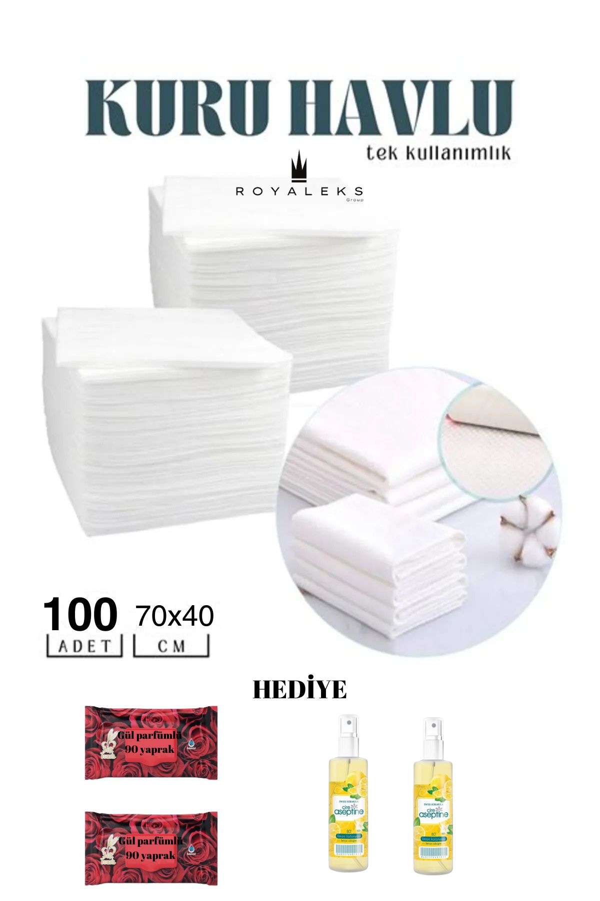 100 Adet Tek Kullanımlık Havlu Hasta Bakım Bebek Bakım Manikür Pedikür Havlusu HEDİYELİ resmi