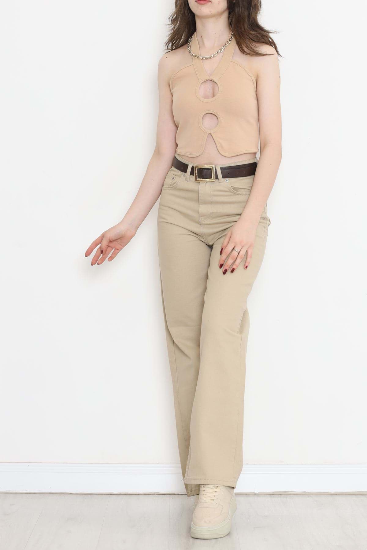 İki Damla Dekolteli Bluz Vizon - 80213.1059. resmi