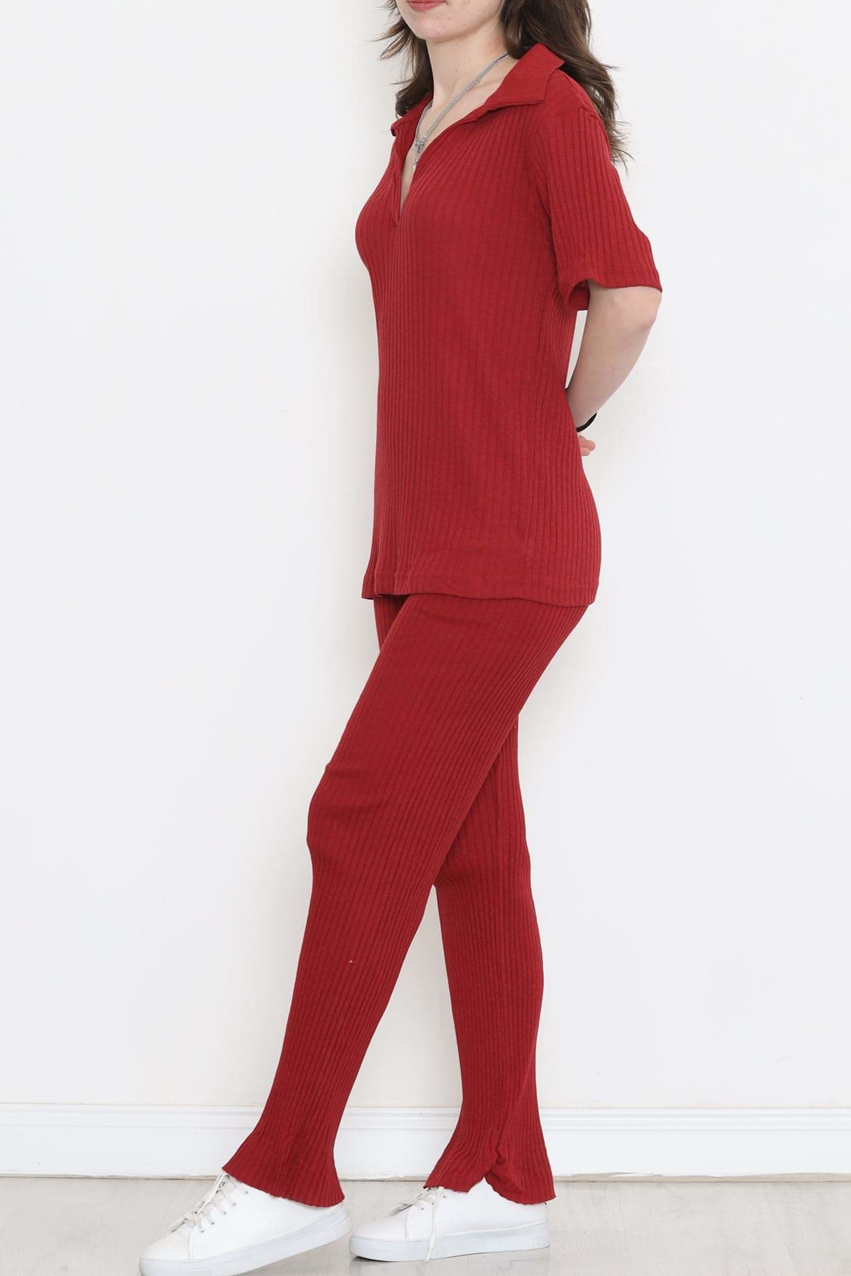 Polo Yaka Fitilli Takım Bordo - 18497.1567. resmi