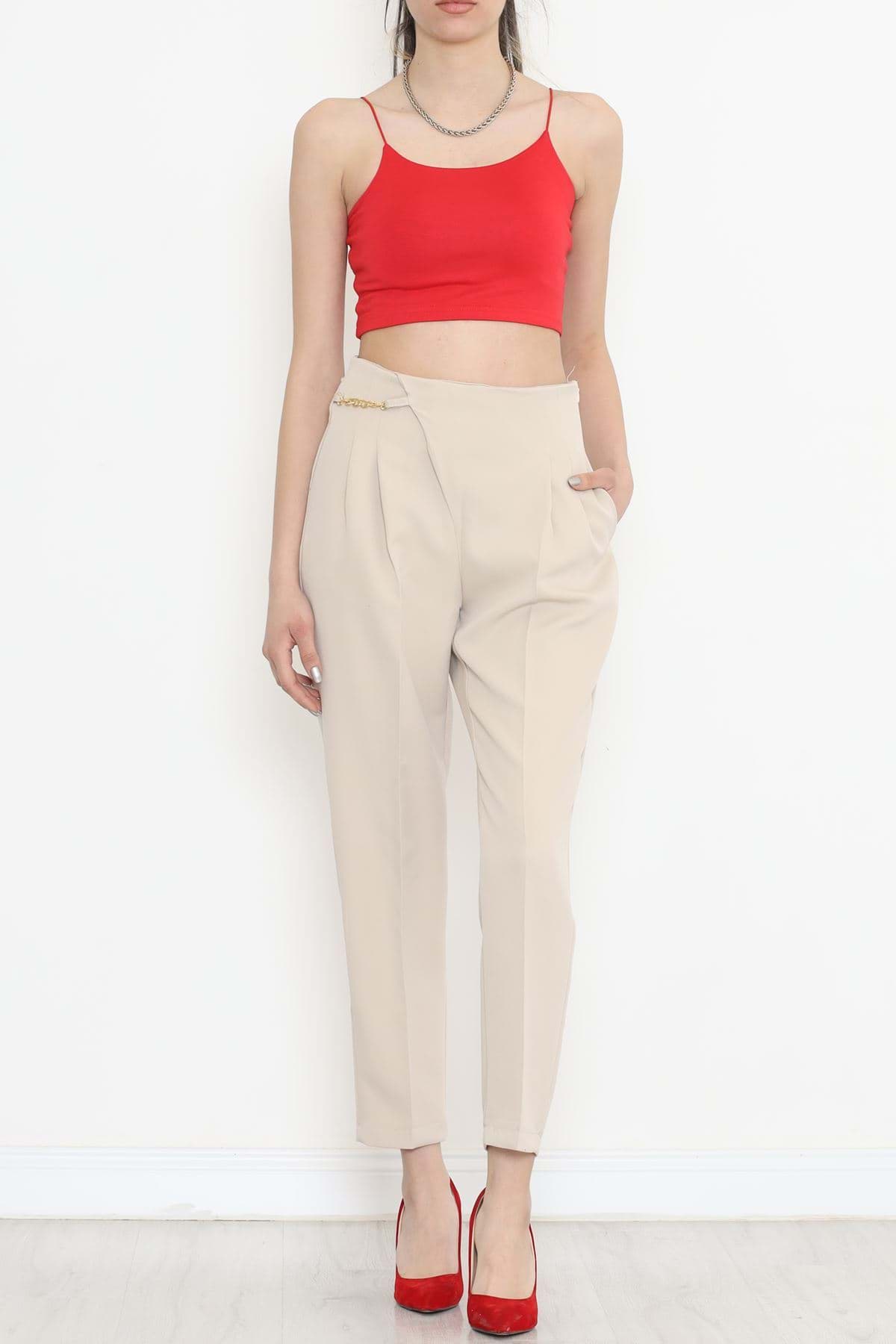 Zincir Detaylı Pantolon Bej - 20713.683. resmi