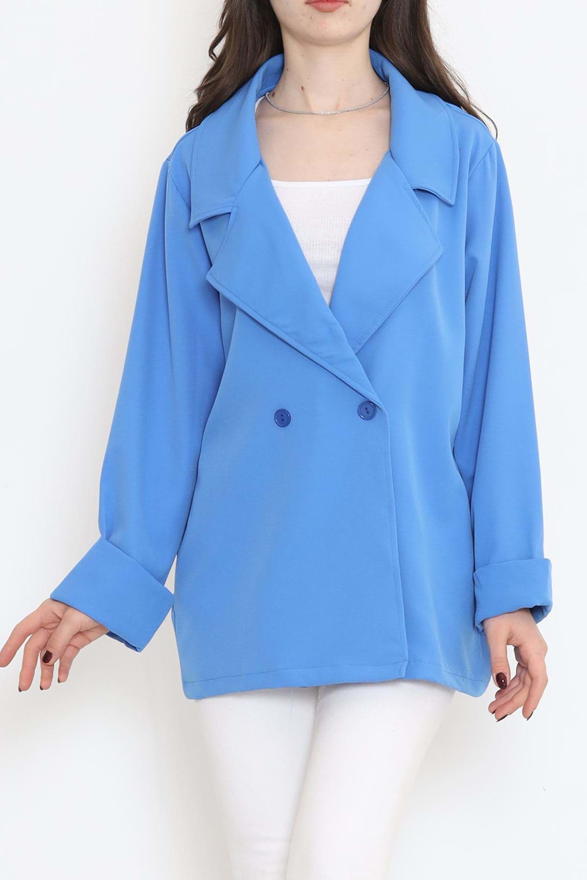 Oversize Düğmeli Ceket Mavi - 951.1247. resmi
