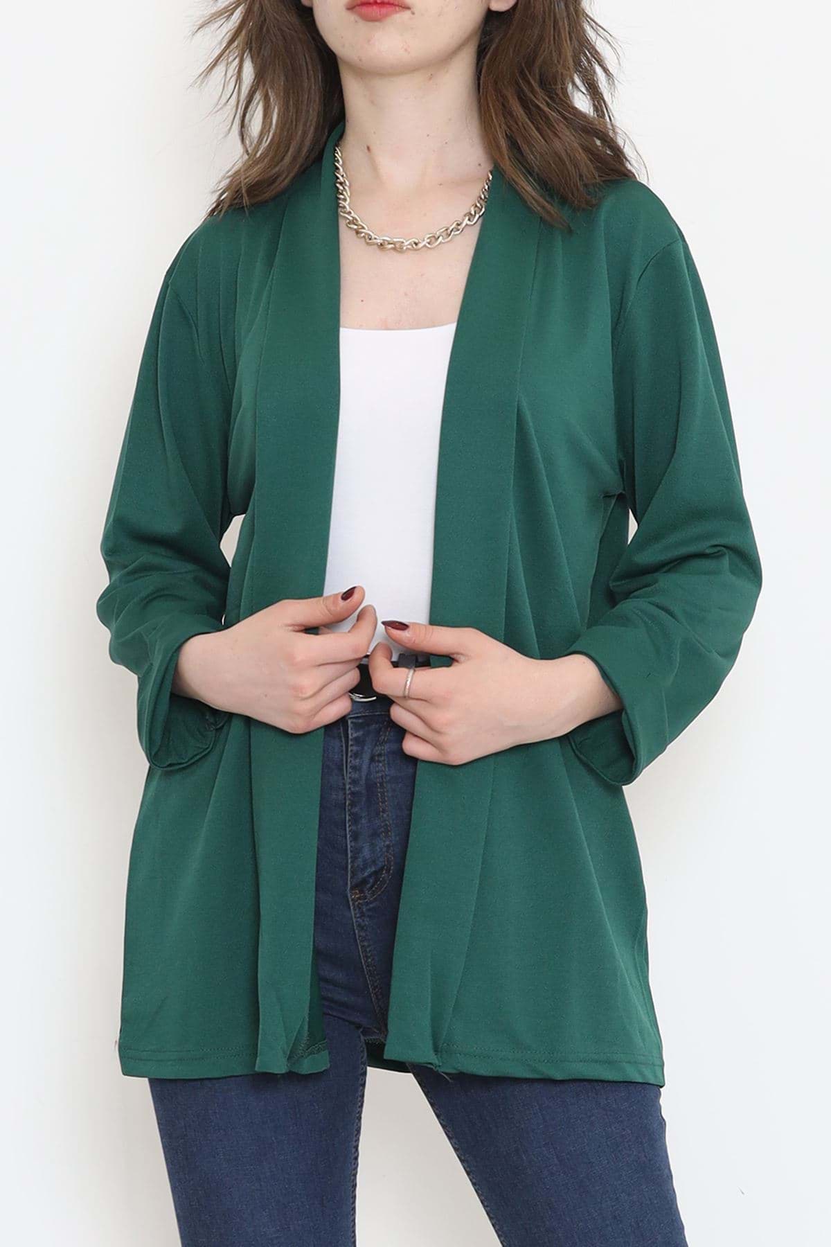 Örme Krep Ceket Koyuyeşil - 1185.1095. resmi