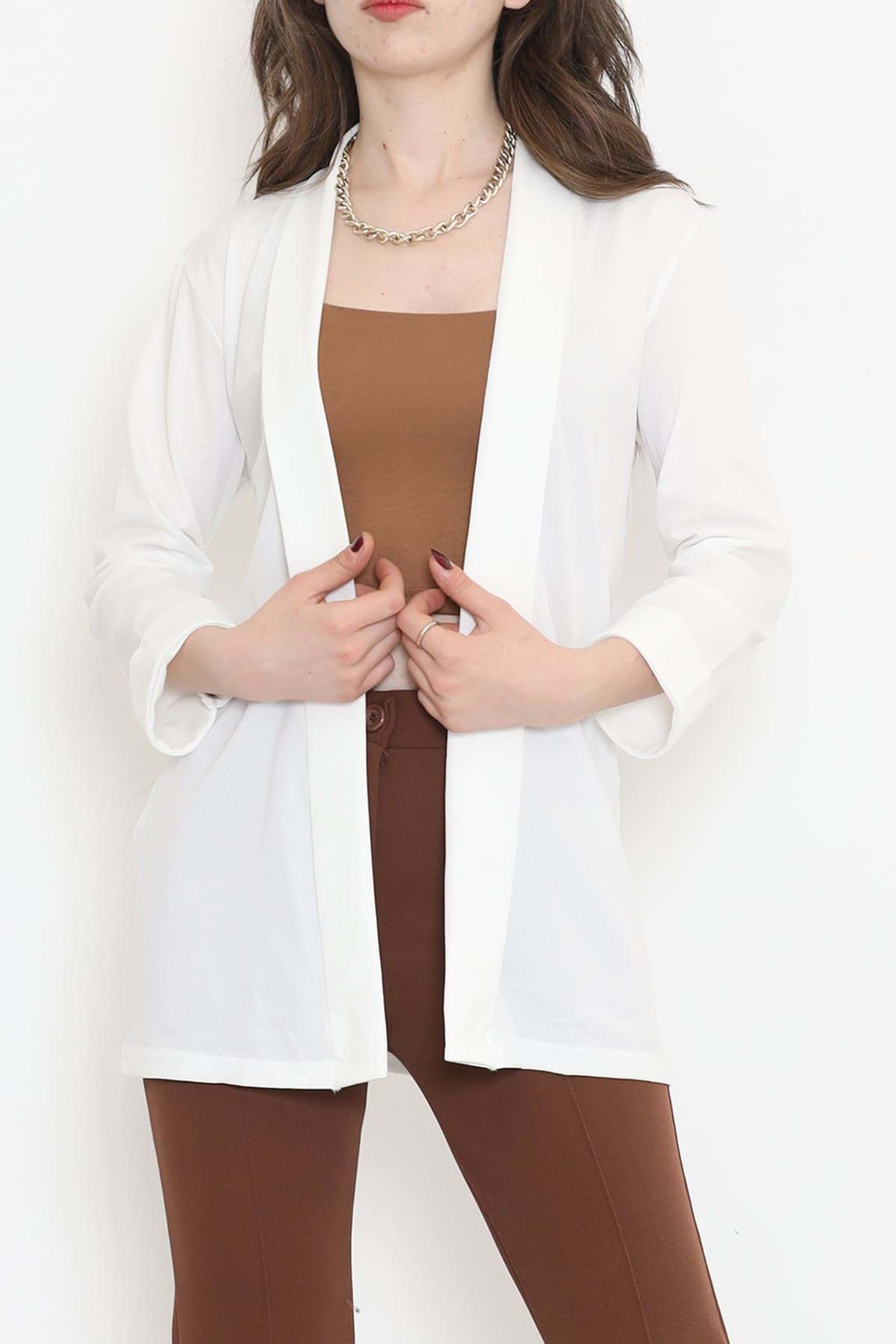 Örme Krep Ceket Beyaz - 1185.1095. resmi