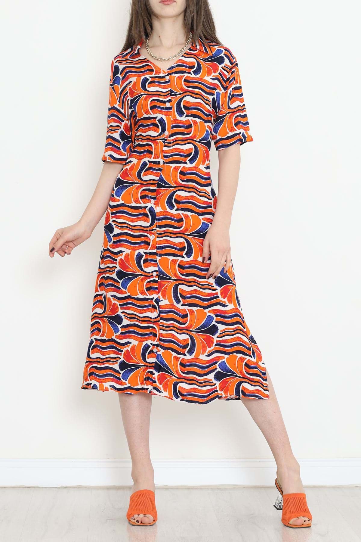 Picture of V -neck arched dress orange - 152339.701.