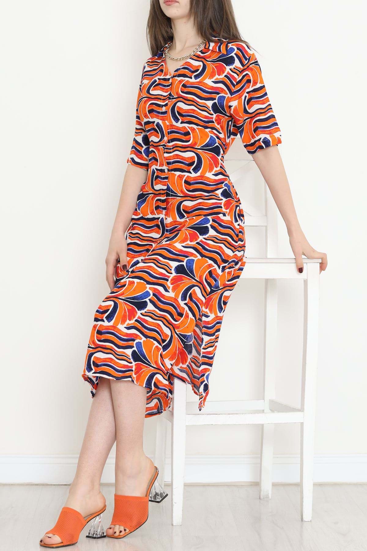 Picture of V -neck arched dress orange - 152339.701.