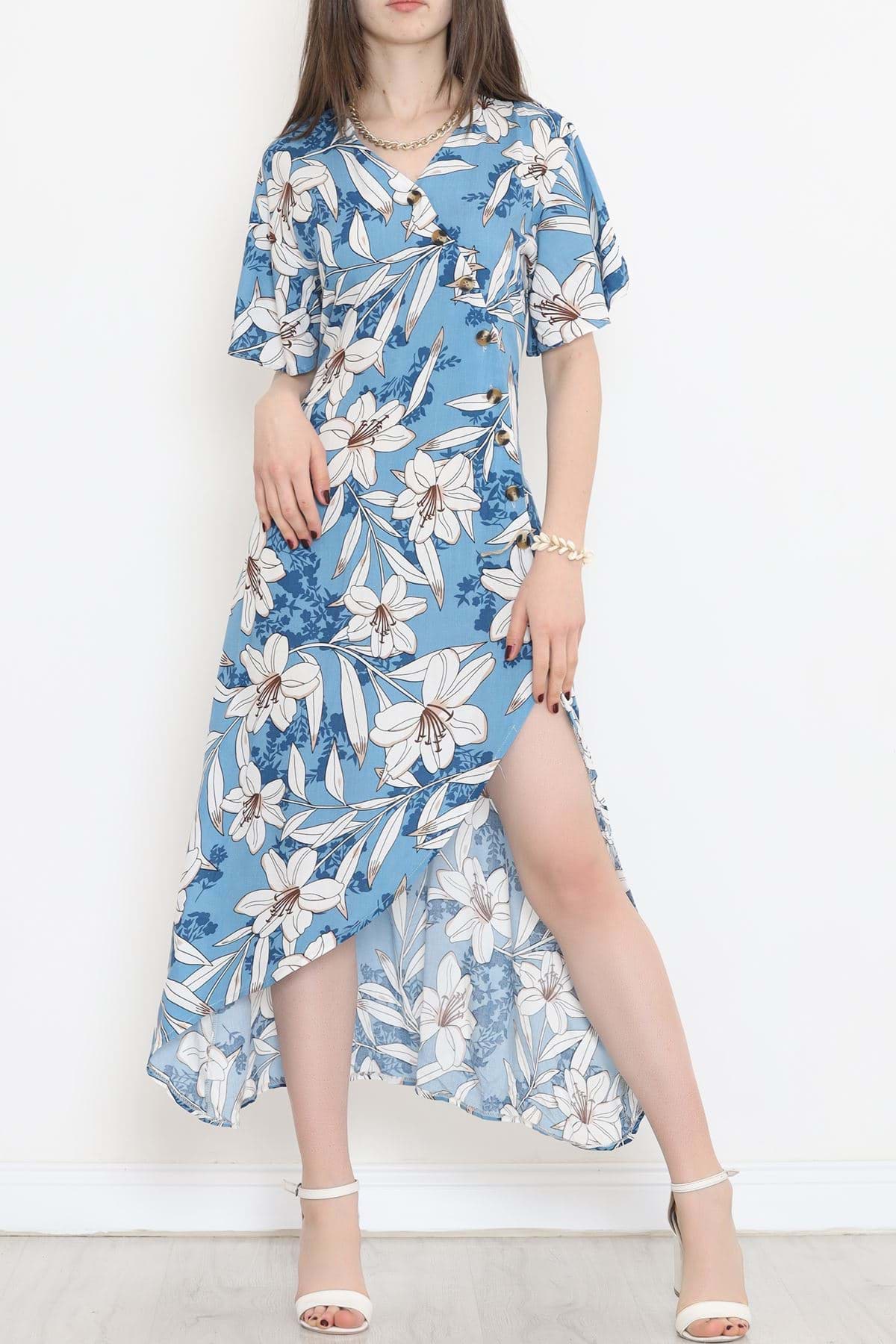 Picture of Side buttoned dress blue - 152333.701.