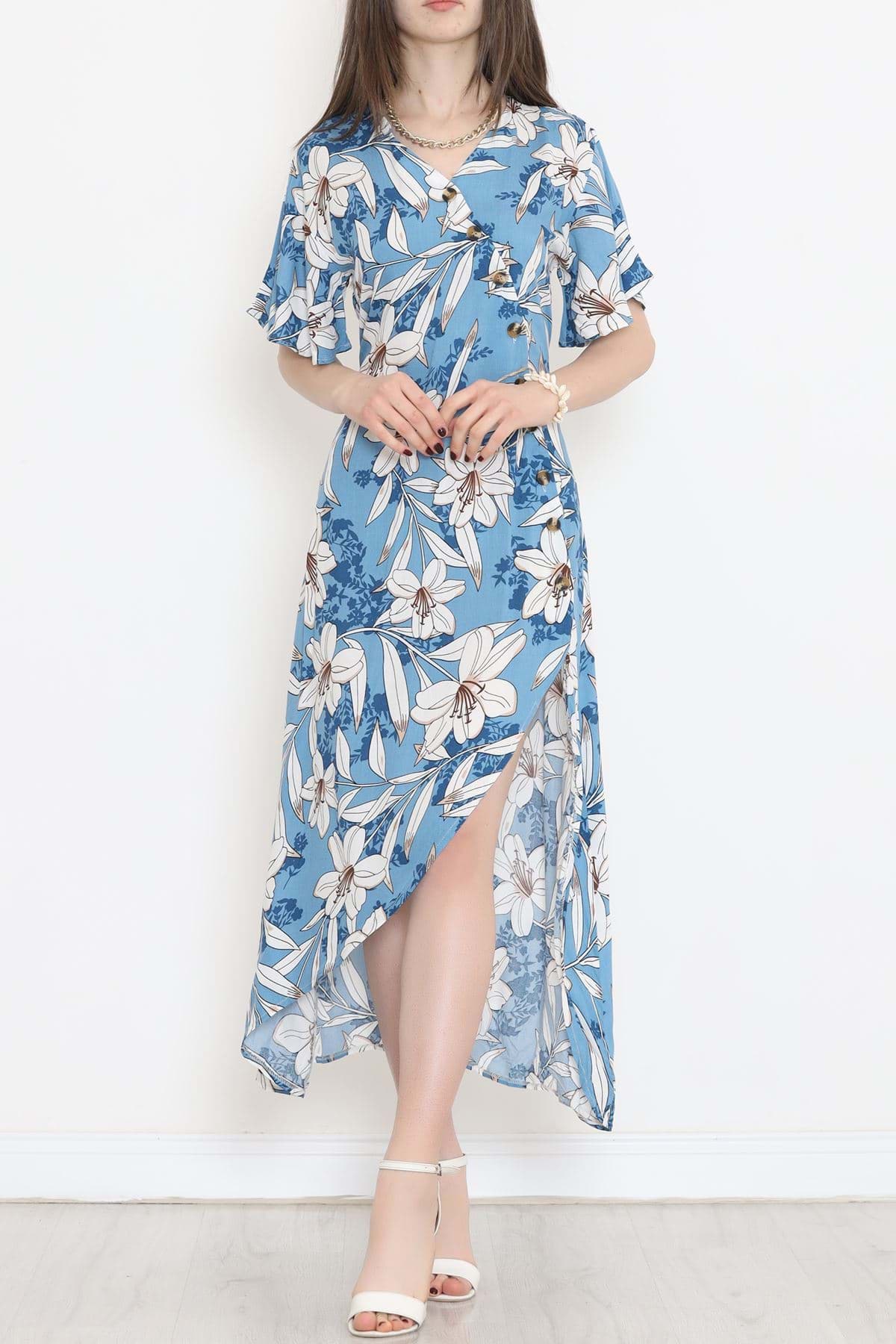 Picture of Side buttoned dress blue - 152333.701.